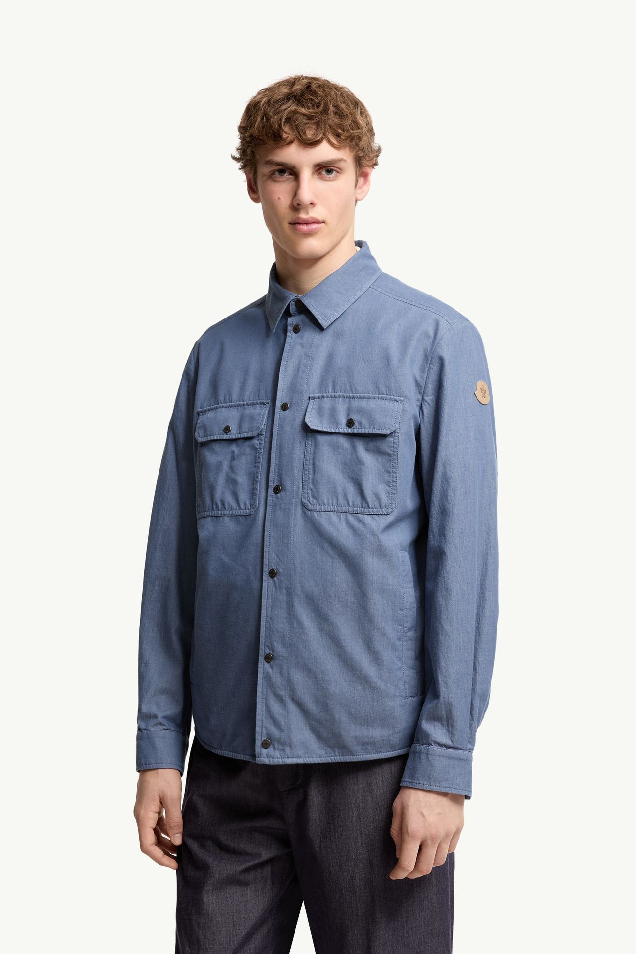 Chaqueta camisera de tejido vaquero Hombre Azul cielo Moncler 3