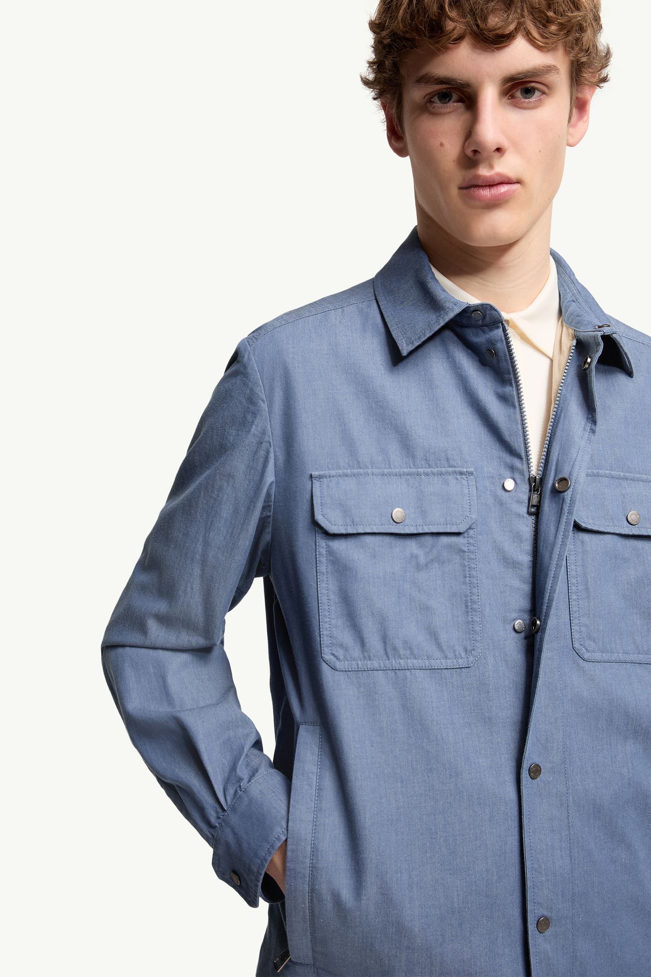 Hemdjacke aus Denim Herren Himmelblau Moncler 5