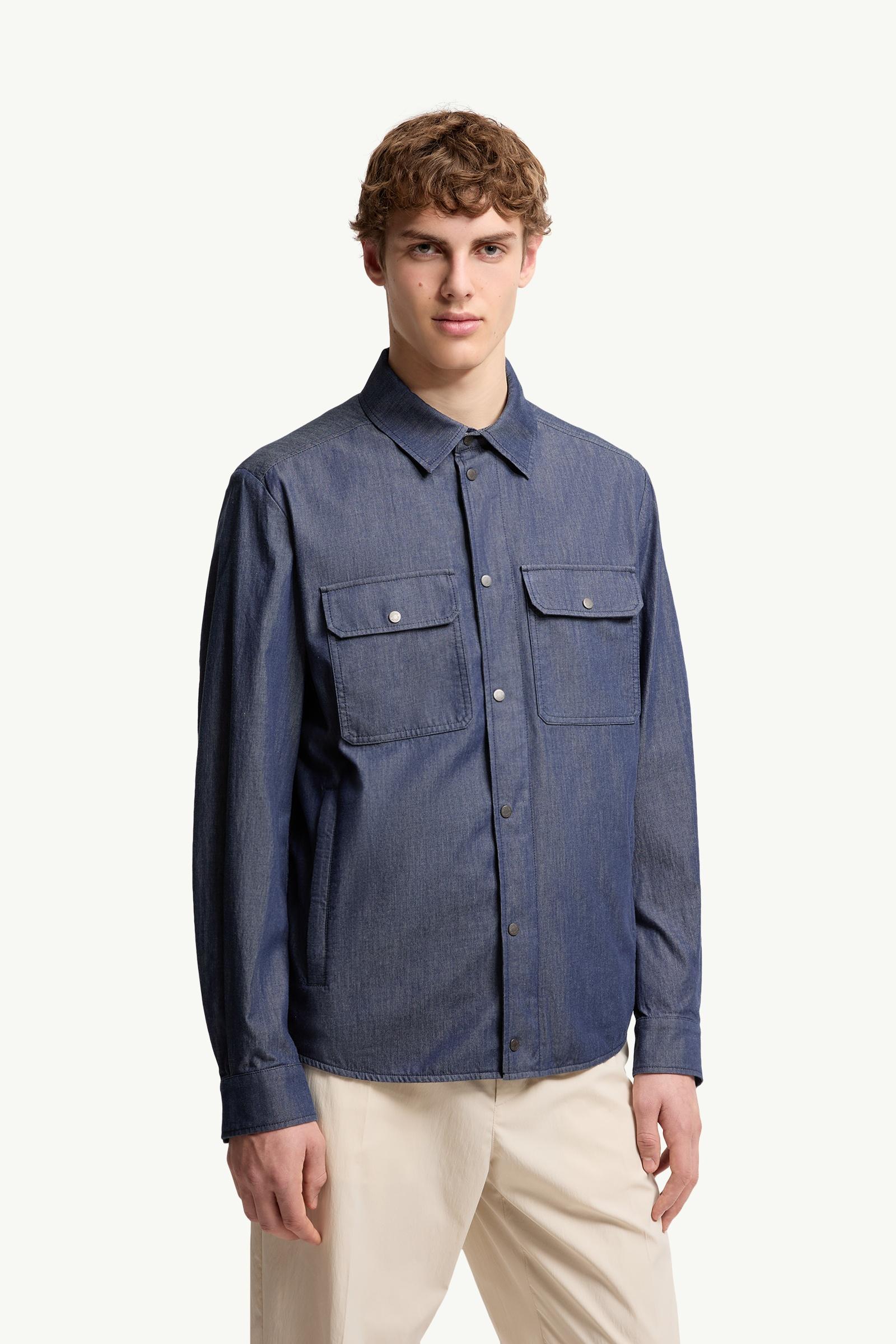 Denim Blue Denim Shirt Jacket - Shirt Jackets for Men | Moncler US