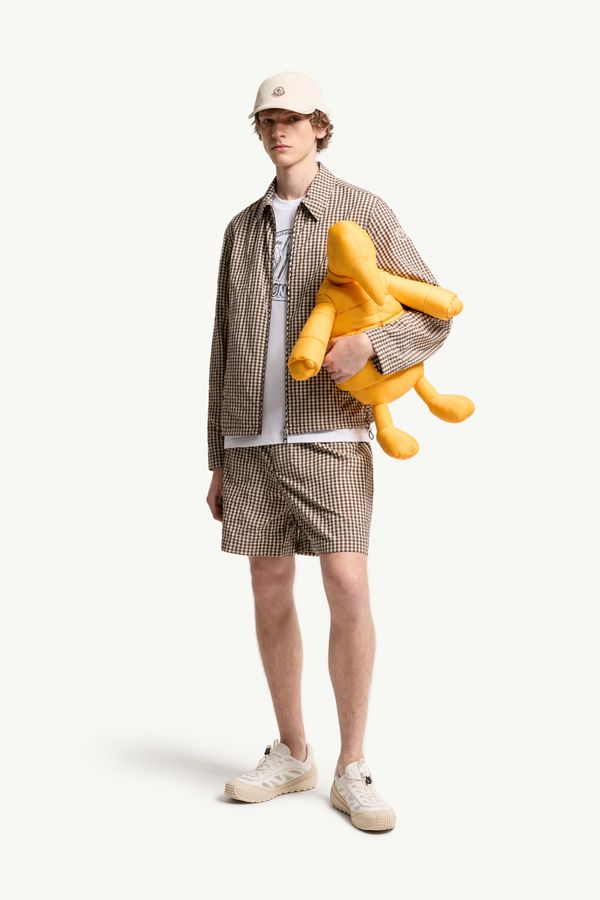 Vichy Hemd mit Reißverschluss aus Baumwollmischung Herren Weiss & Braun Moncler 0