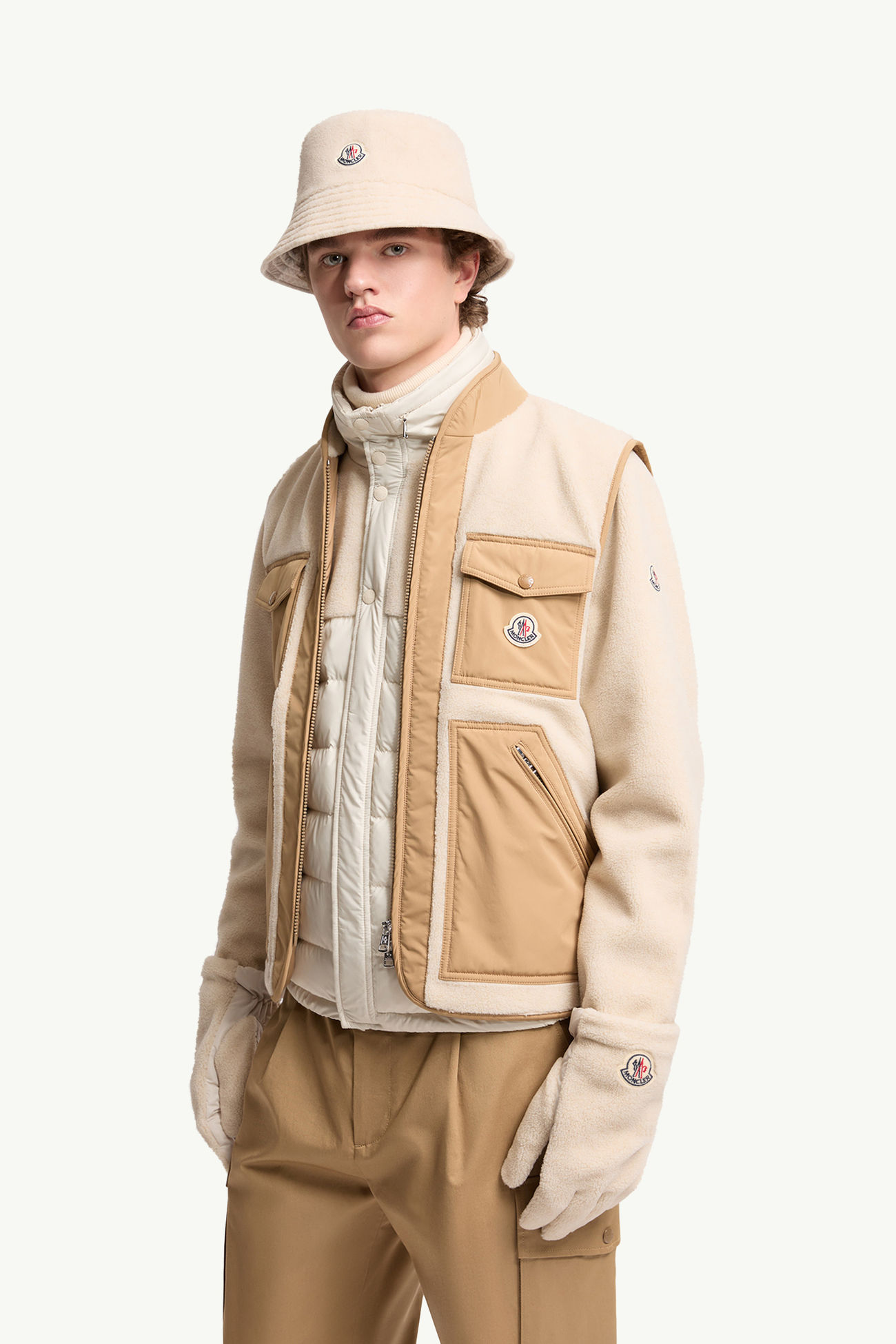 男士泰迪绒风格加衬手套 男士 浅米色 Moncler 1