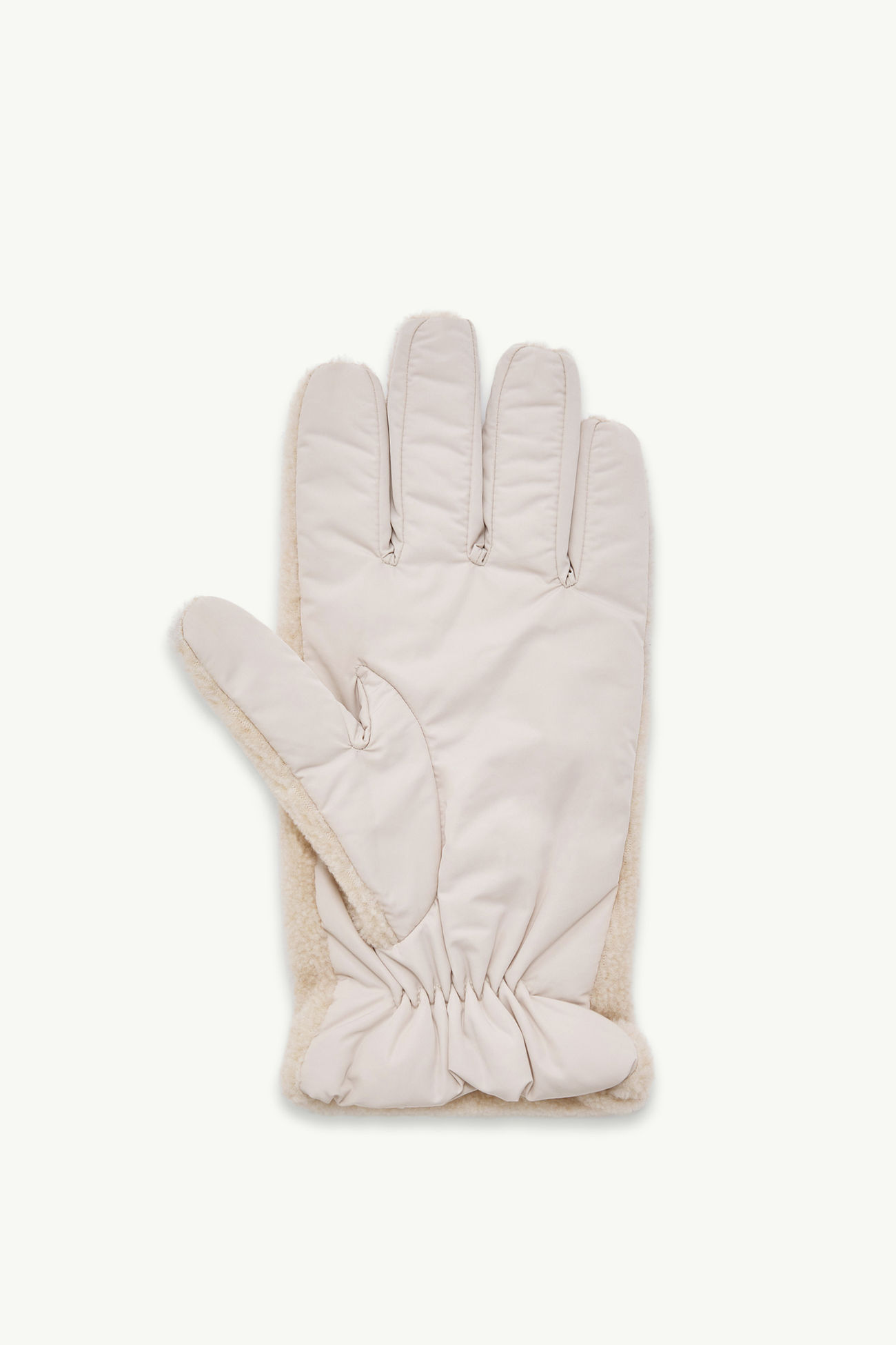 Guanti imbottiti in pile effetto teddy Uomo Beige Chiaro Moncler 2