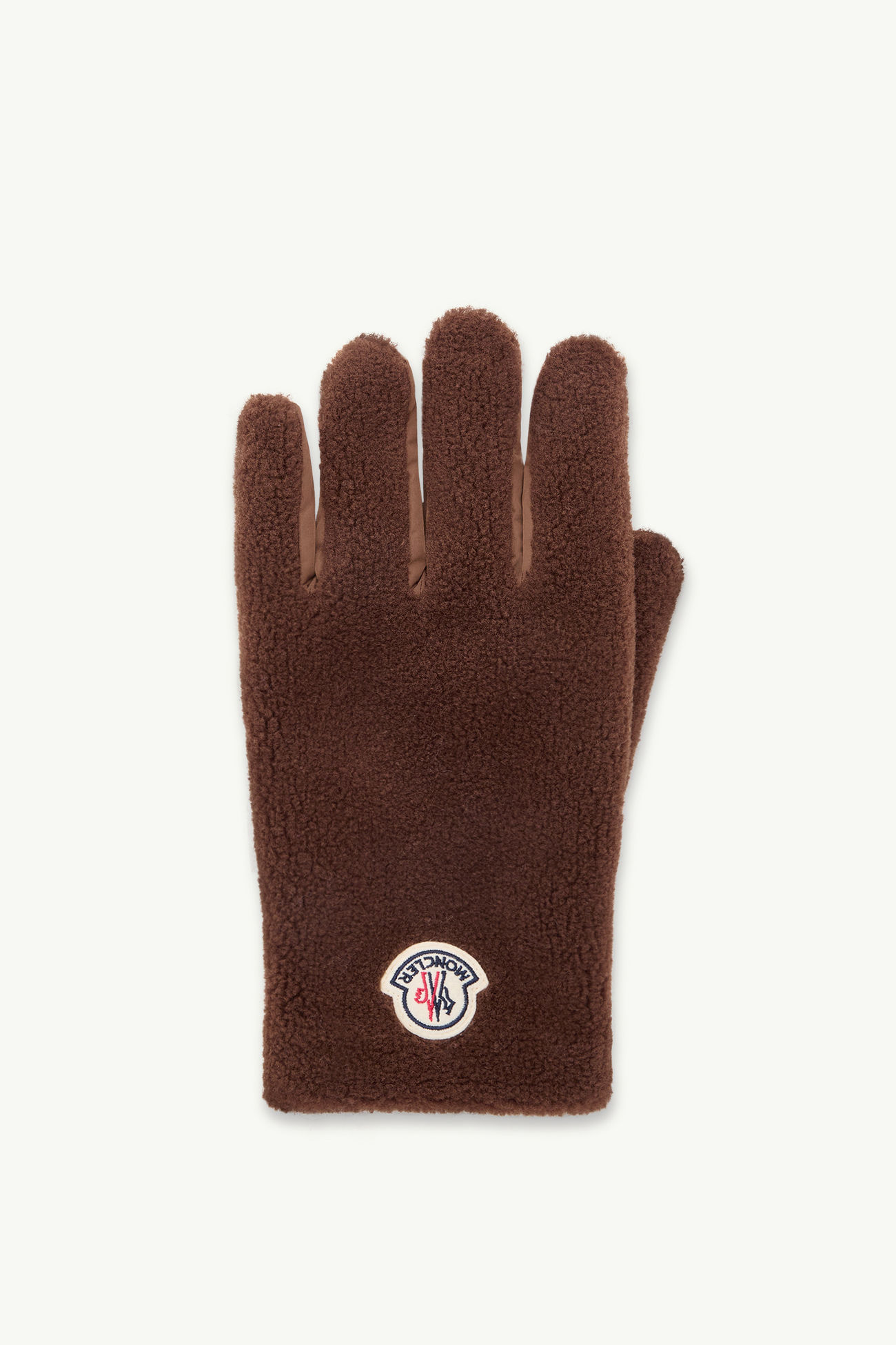 Gants matelassés en teddy Hommes Marron Foncé Moncler 0