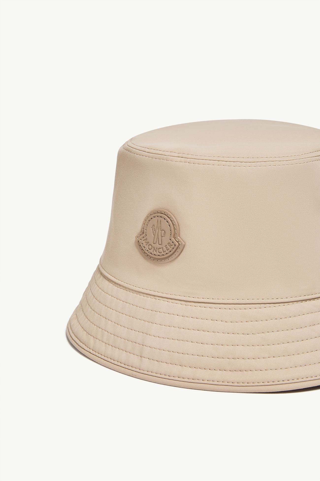 Leather Logo Cotton Blend Bucket Hat Men Light Beige Moncler 2
