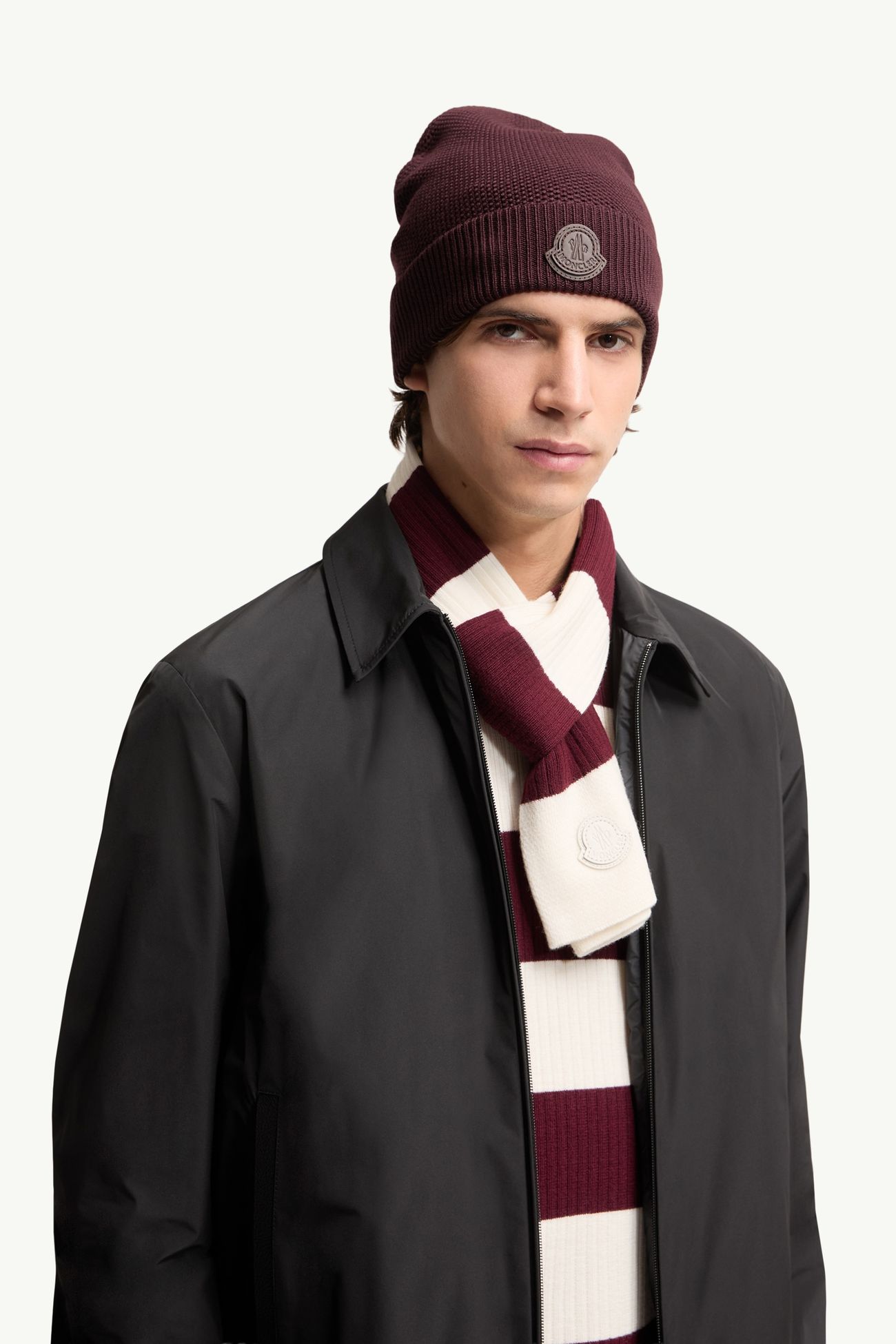 Mütze aus Wolle Herren Burgunderrot Moncler 1