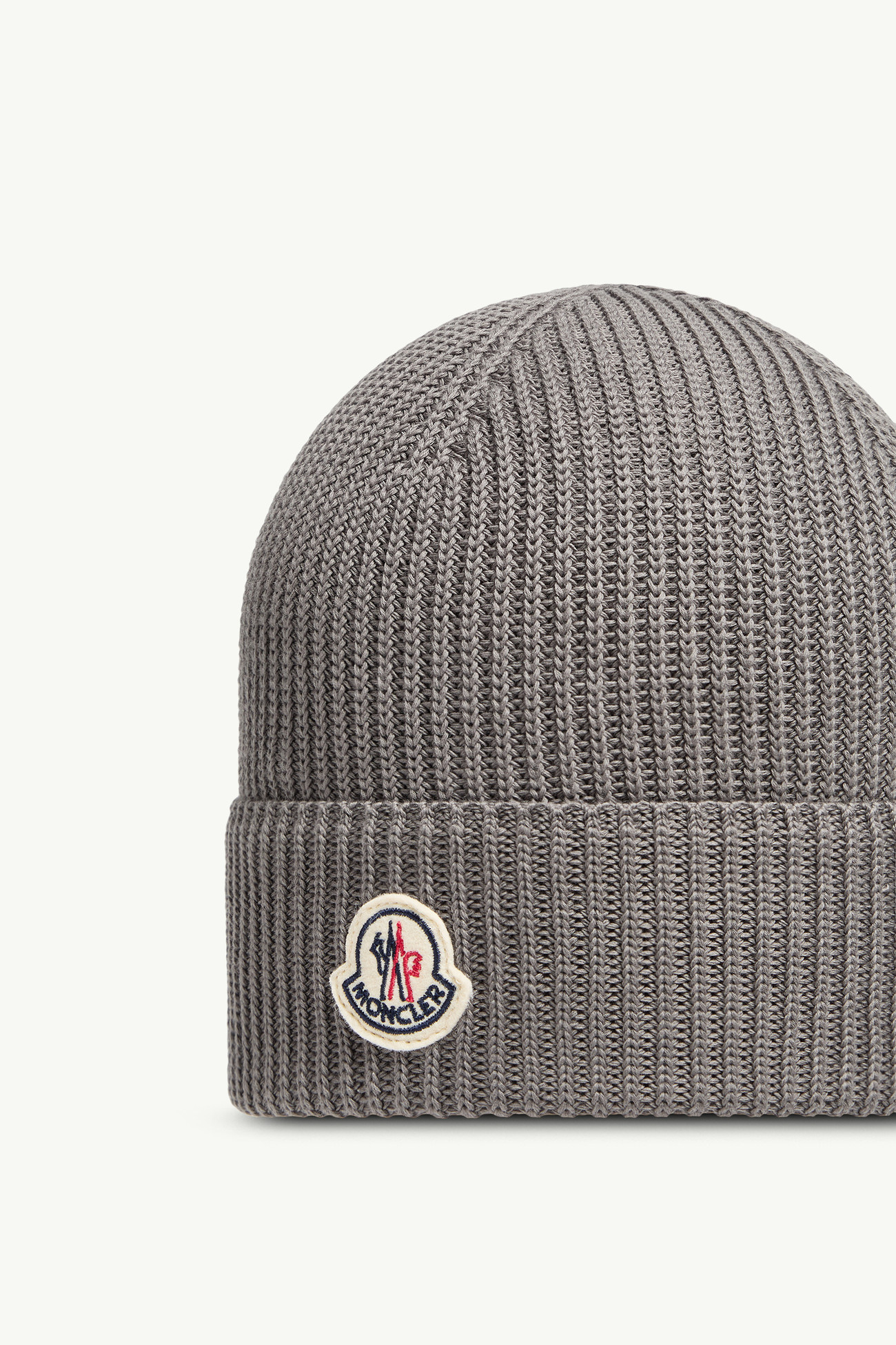 Logo Cotton Beanie Men Gray Moncler 2