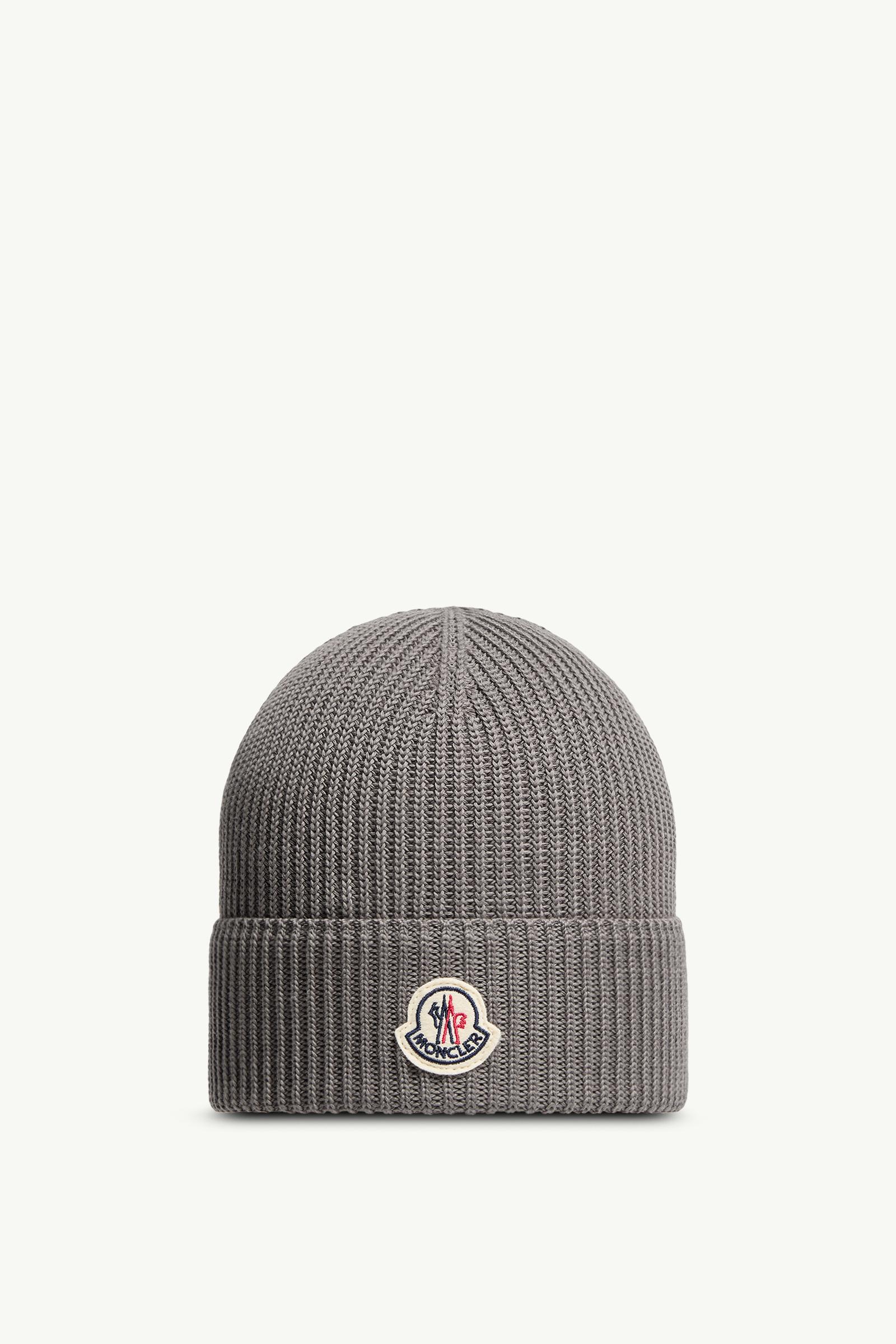 Grey Logo Cotton Beanie - Hats & Beanies for Men | Moncler US