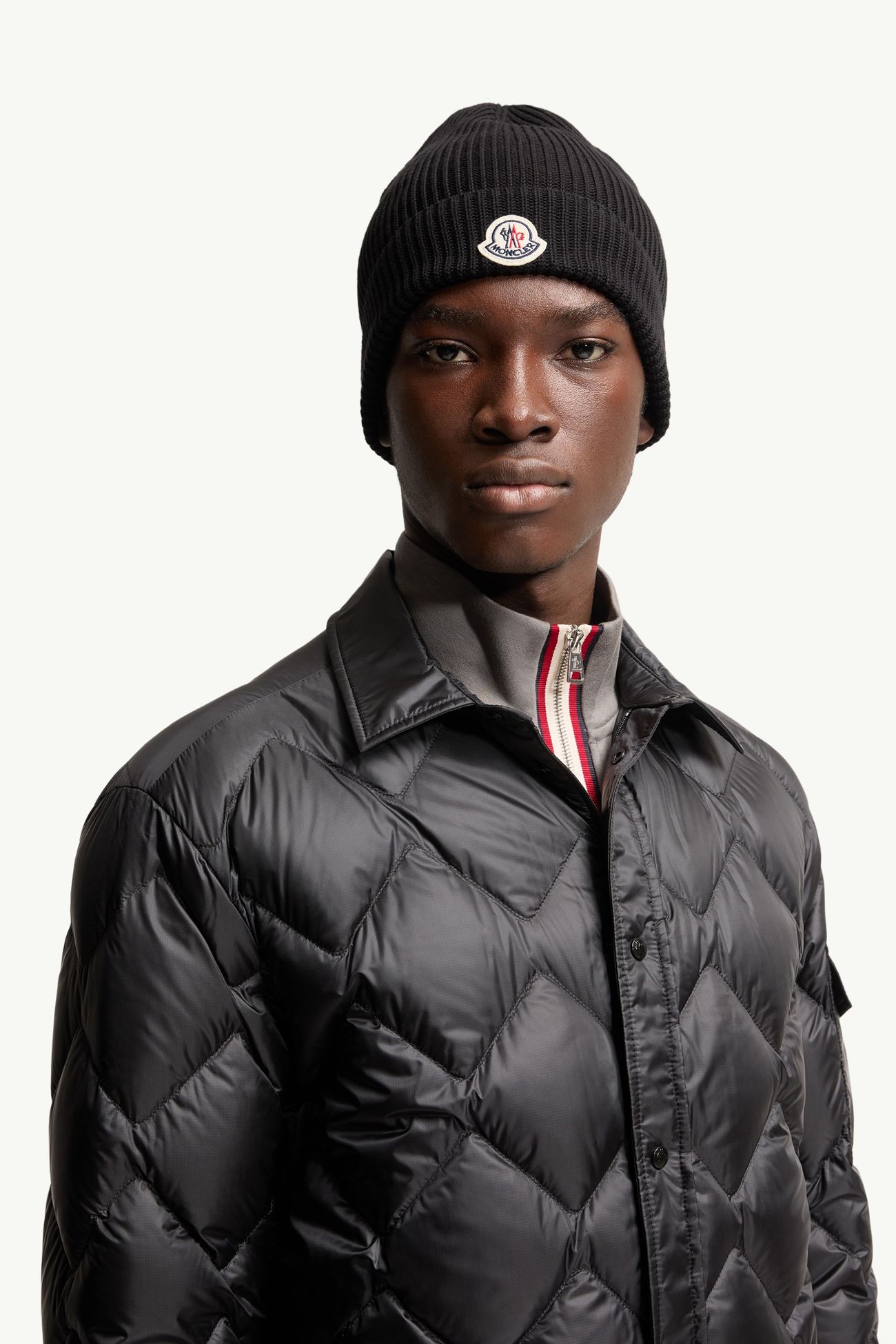 Bonnet en coton à logo Hommes Noir Moncler 1