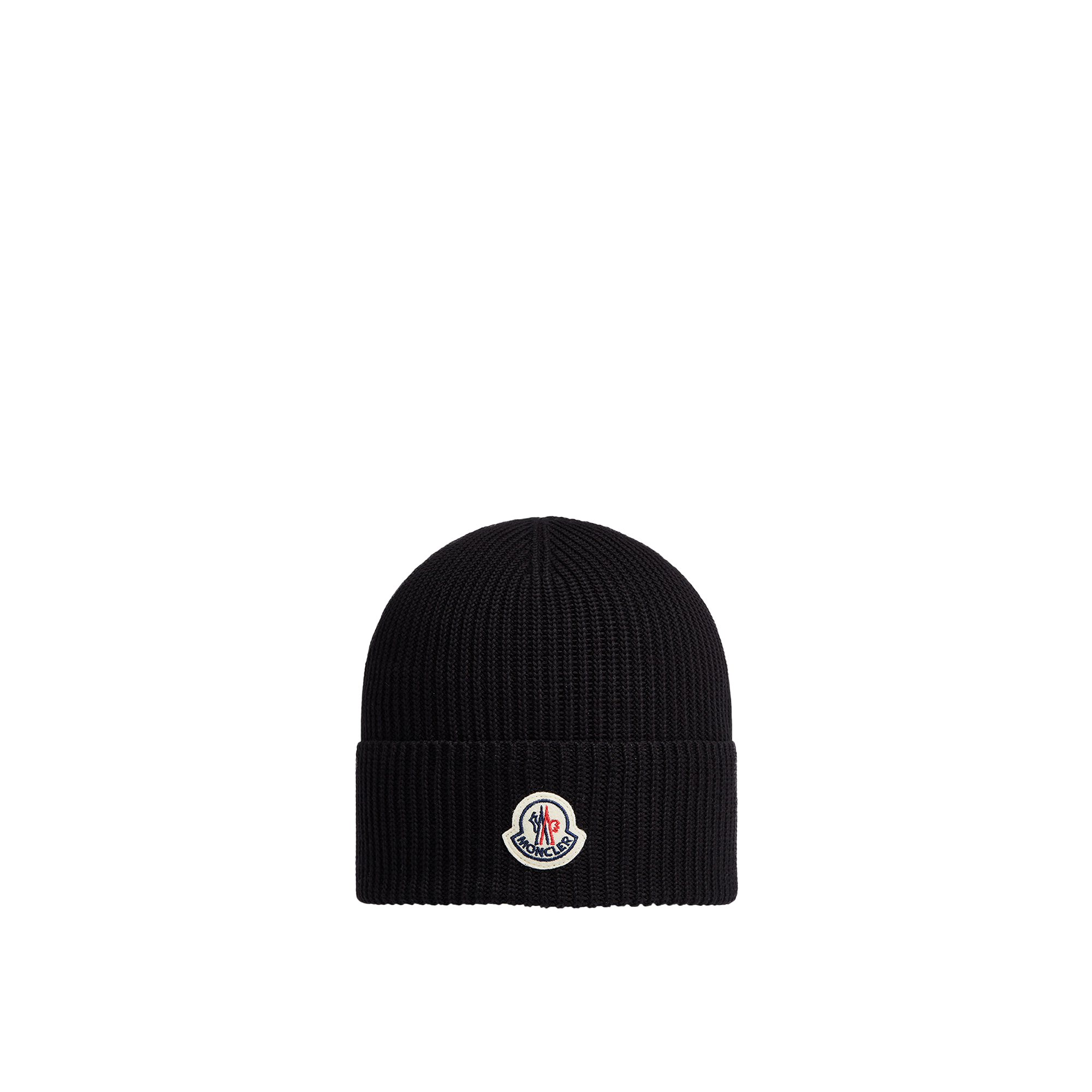 Moncler Logo Cotton Beanie for Men in Black - Image 1
