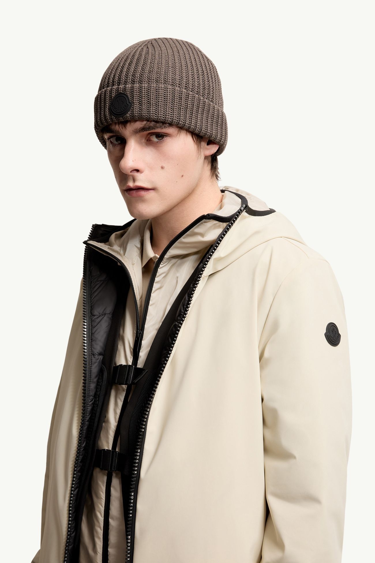 Cotton Beanie Men Brown Moncler 1