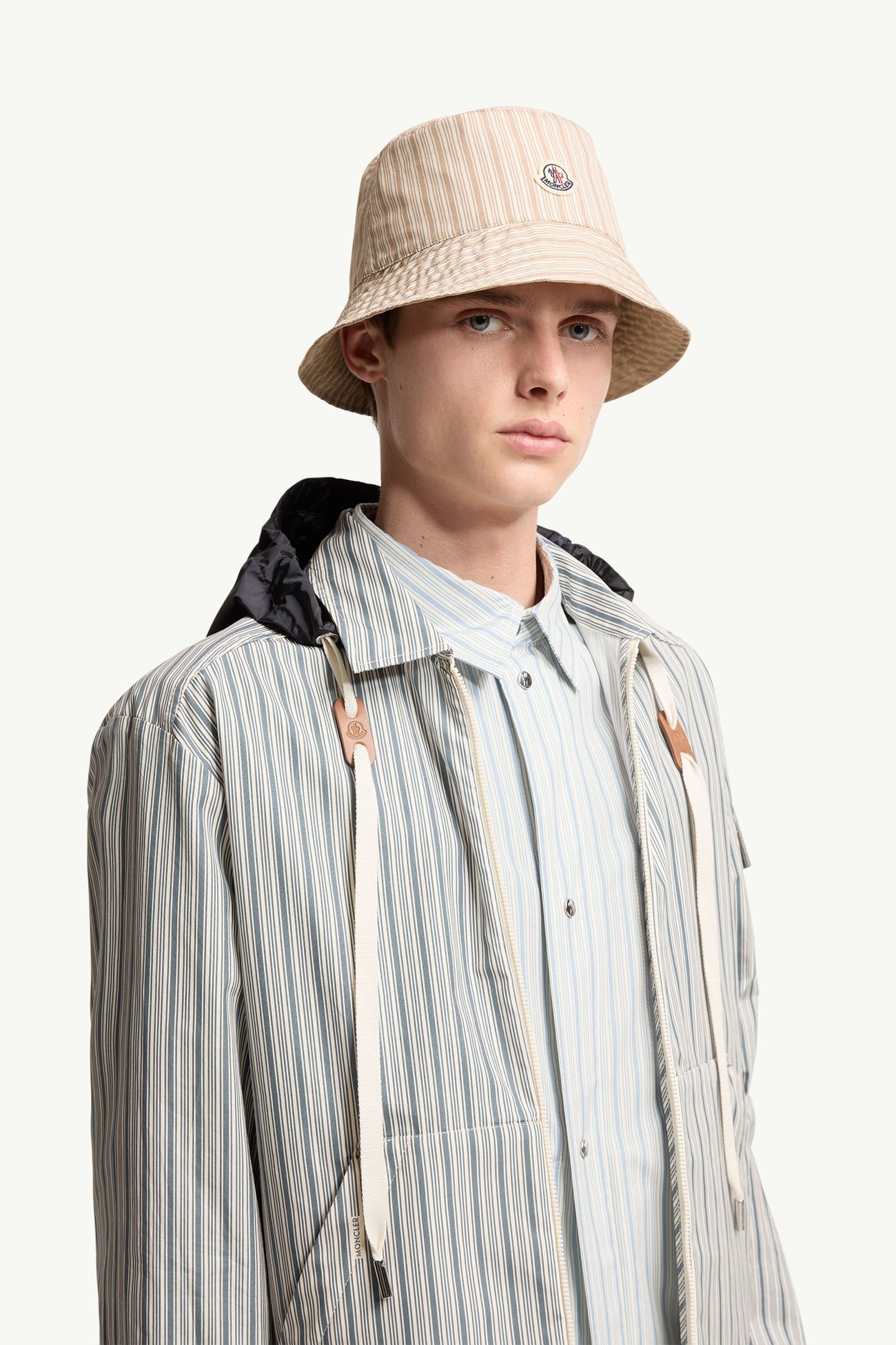 男士双面条纹棉质渔夫帽 男士 浅米色 Moncler 1