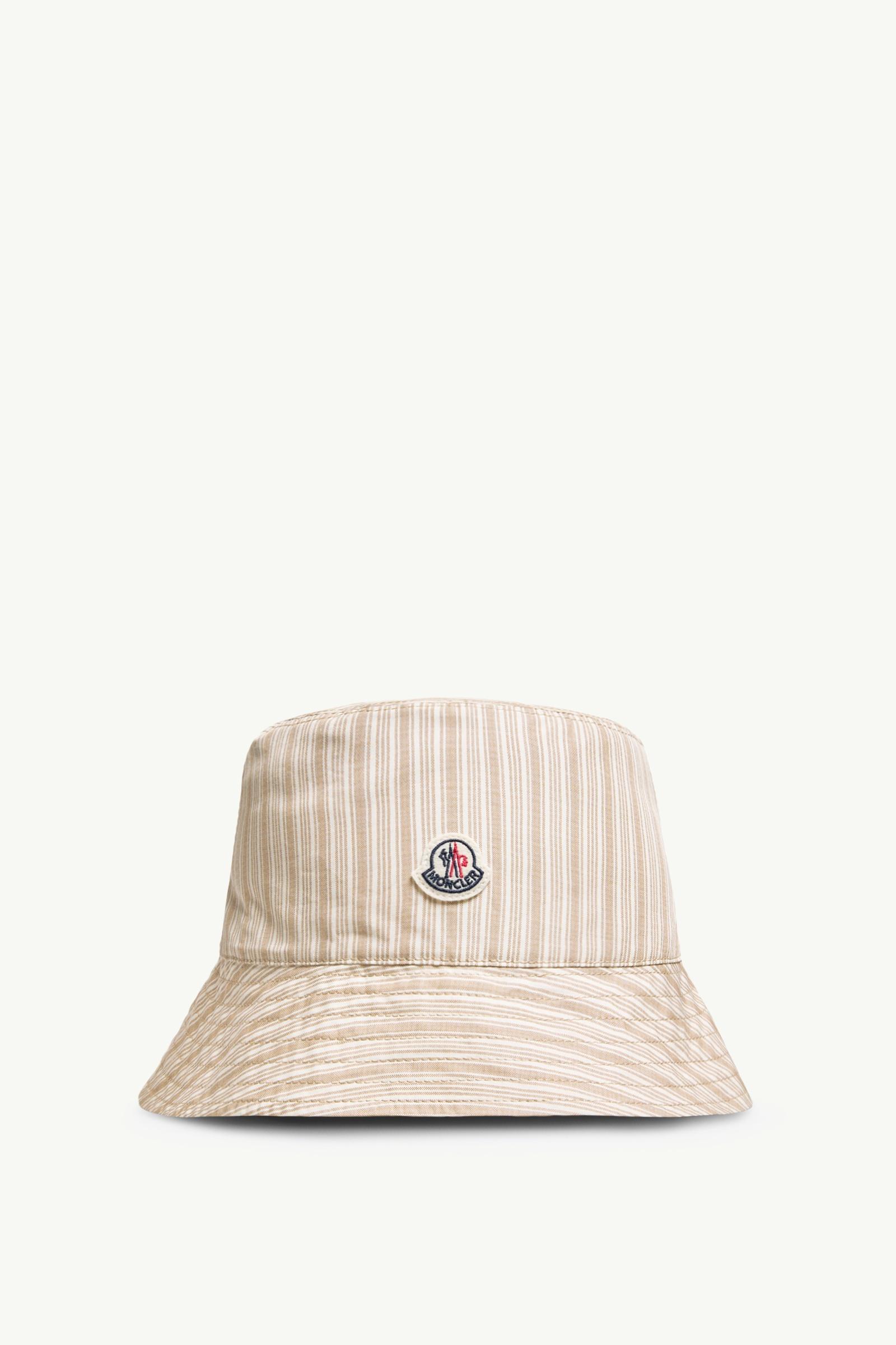 Gorro de pescador de algodón reversible a rayas Hombre Beige Claro Moncler, 1 of 0