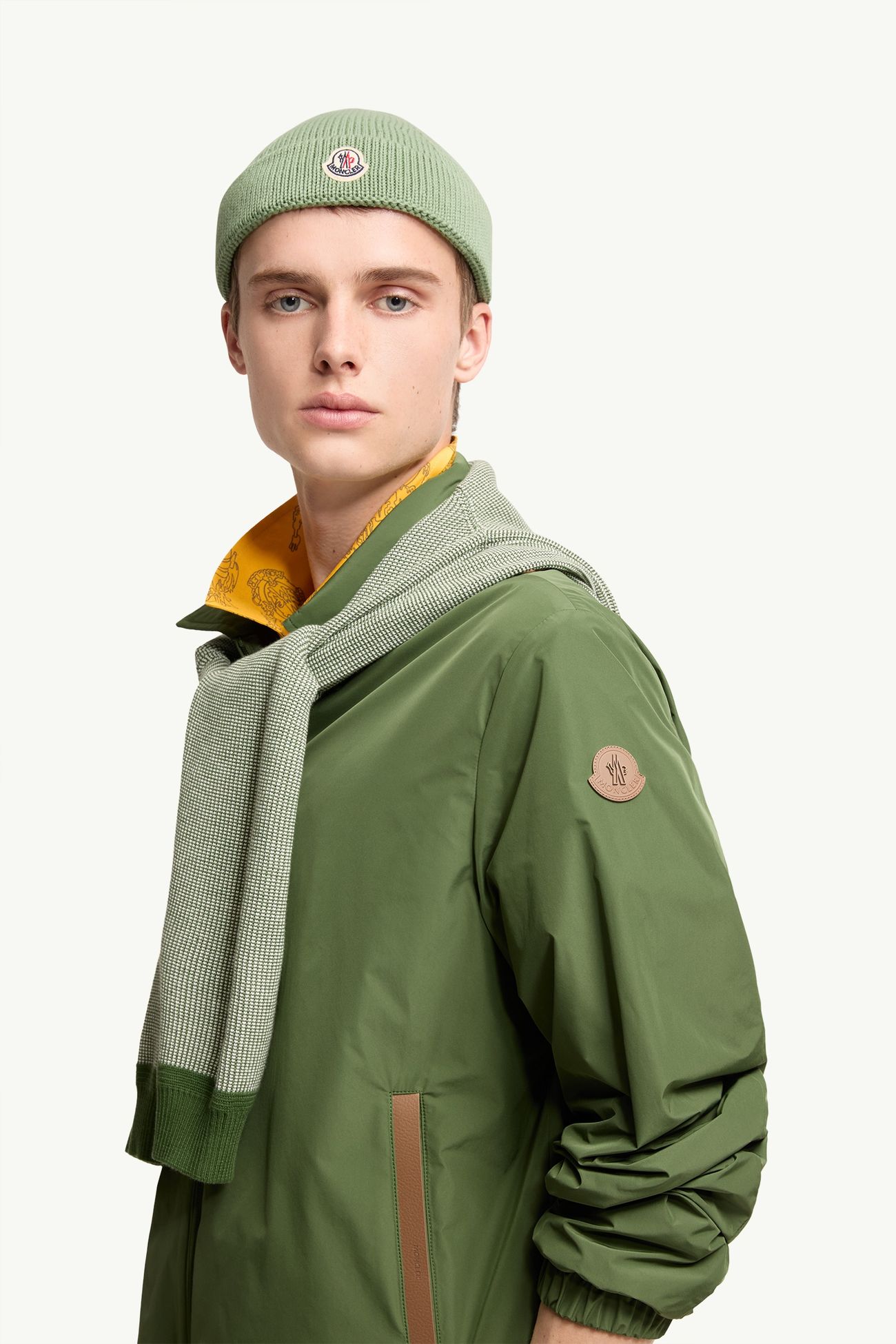 Cotton Tricot Beanie Men Light Green Moncler 1