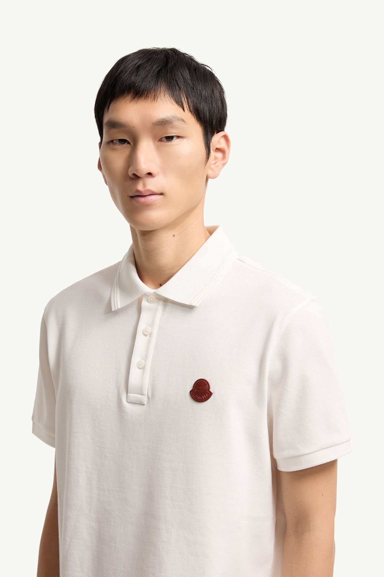 Polo in piquet di cotone con logo Uomo Bianco Moncler 1