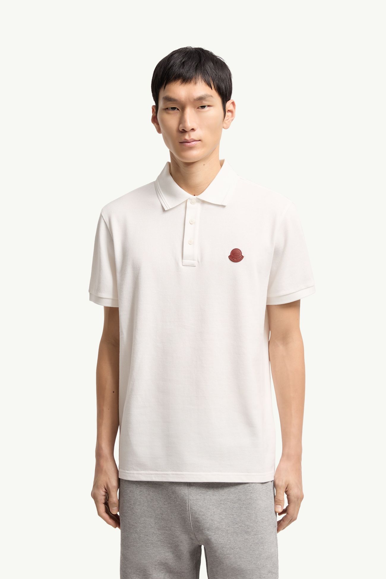 Logo Cotton Piquet Polo Shirt Men White Moncler 3
