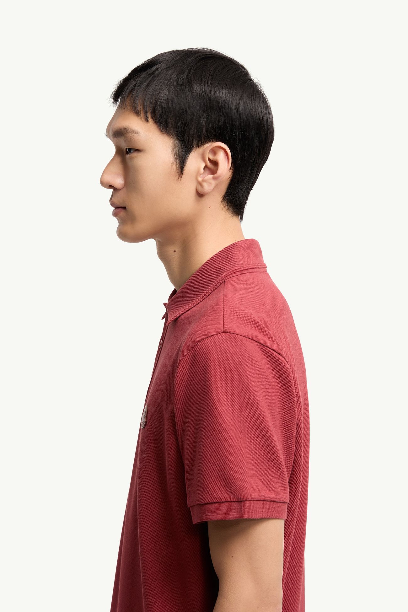 Piqué-Poloshirt mit Logoaufnäher Herren Dunkelrot Moncler 1