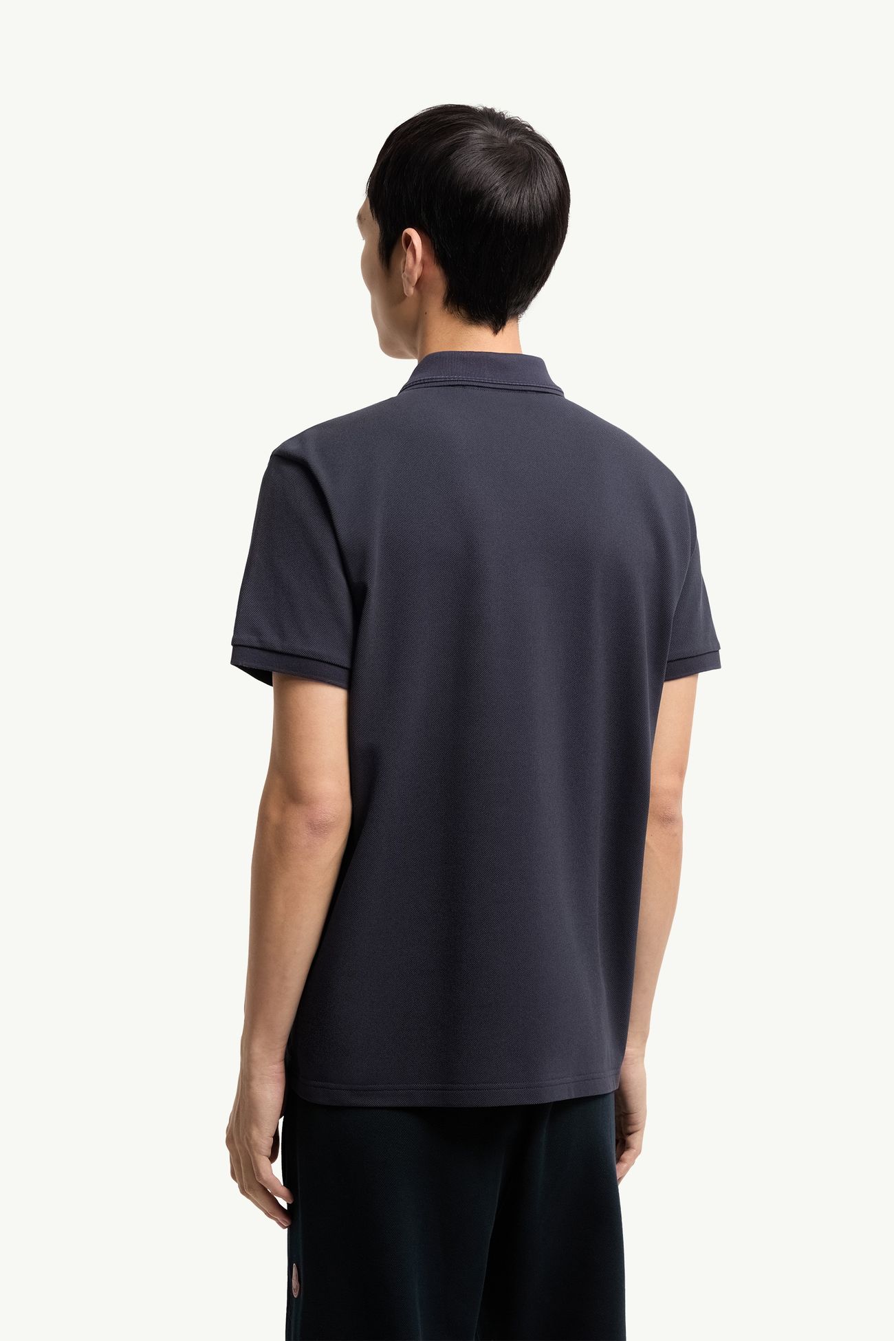 Logo Cotton Piquet Polo Shirt Men Night Blue Moncler 4