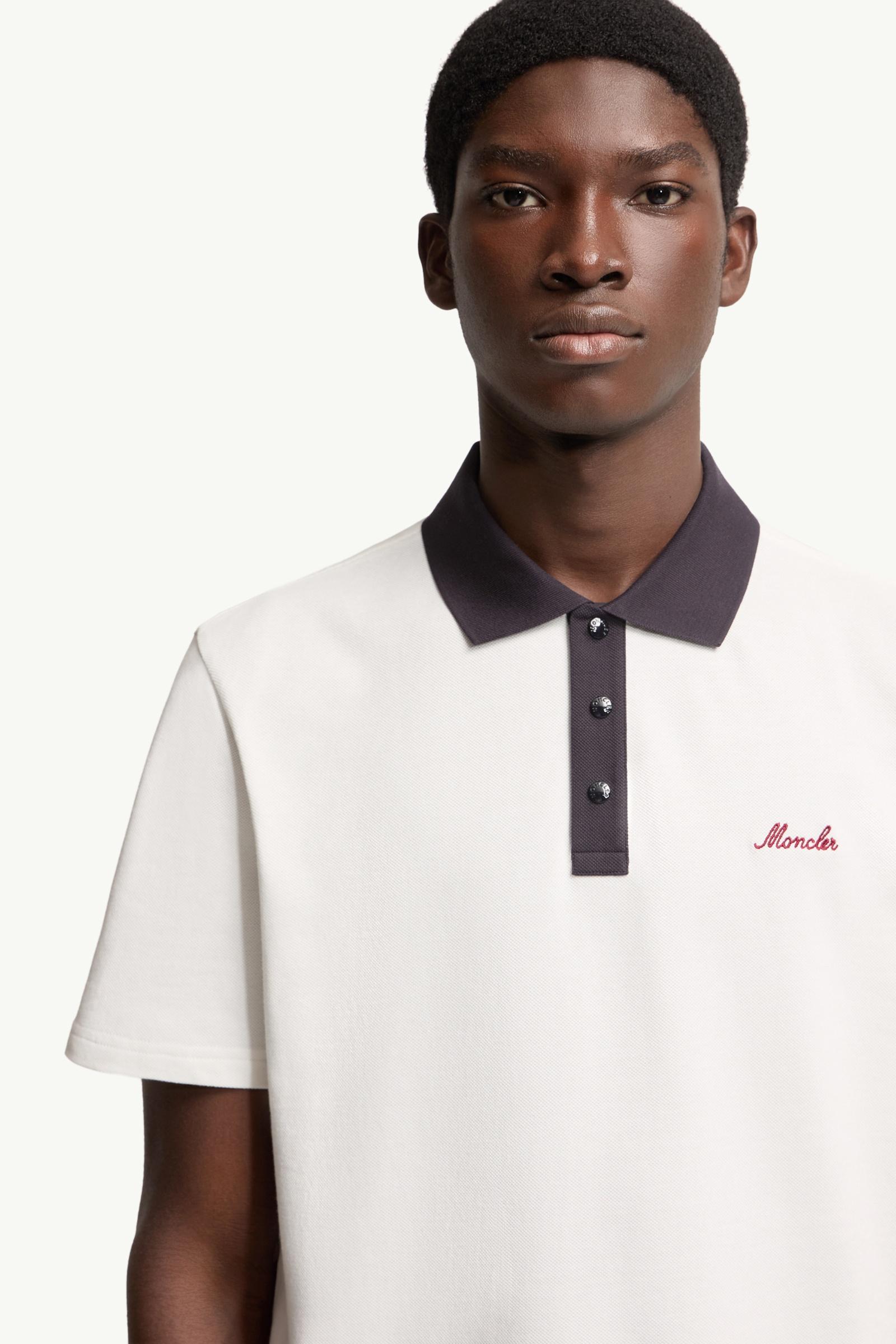 White Embroidered Logo Cotton Piquet Polo Shirt - Polos & T-shirts