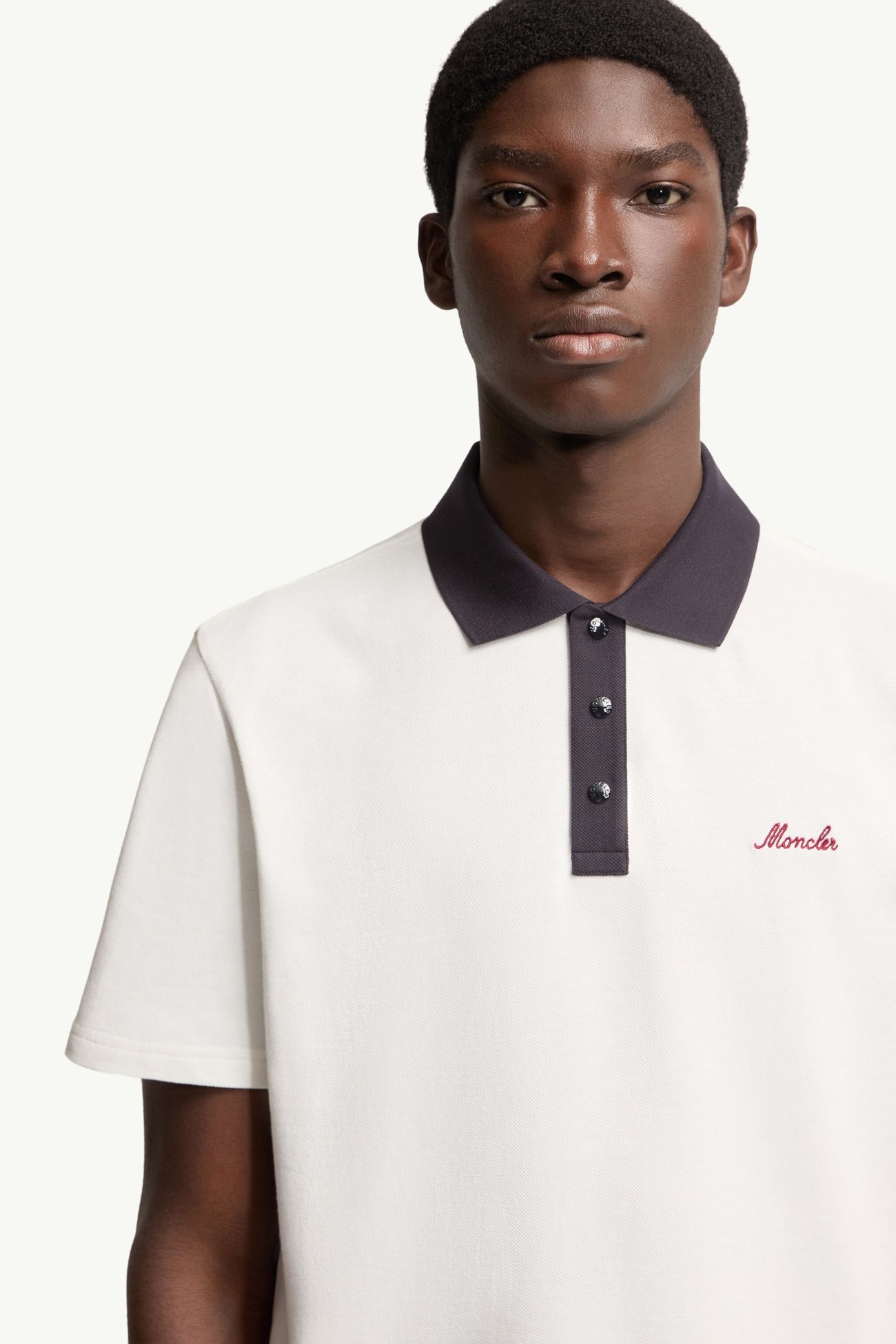 Polo de piqué de algodón con logotipo bordado Hombre Blanco Moncler 5