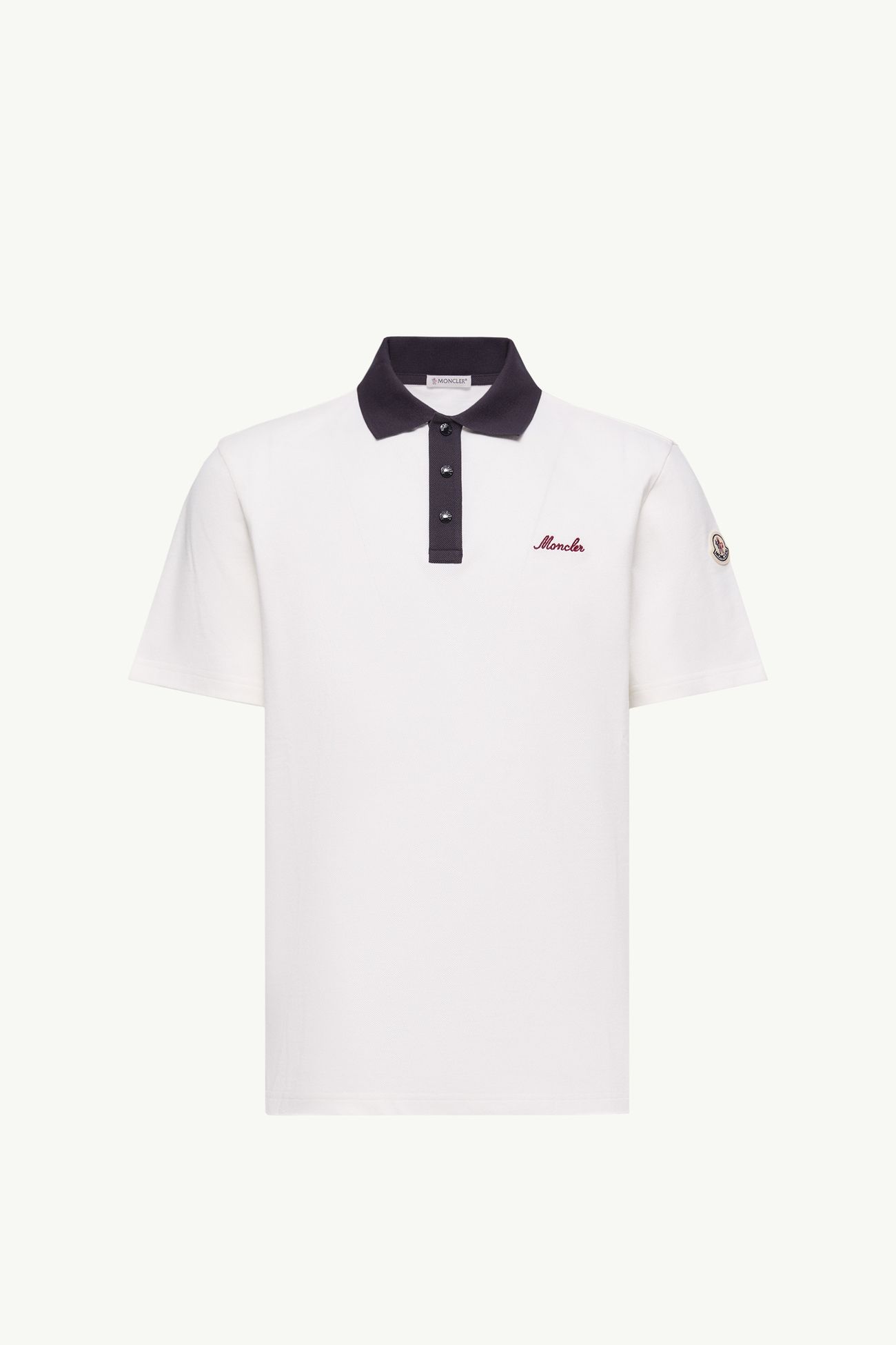 Polo en piqué de coton à logo brodé Hommes Blanc Moncler 2