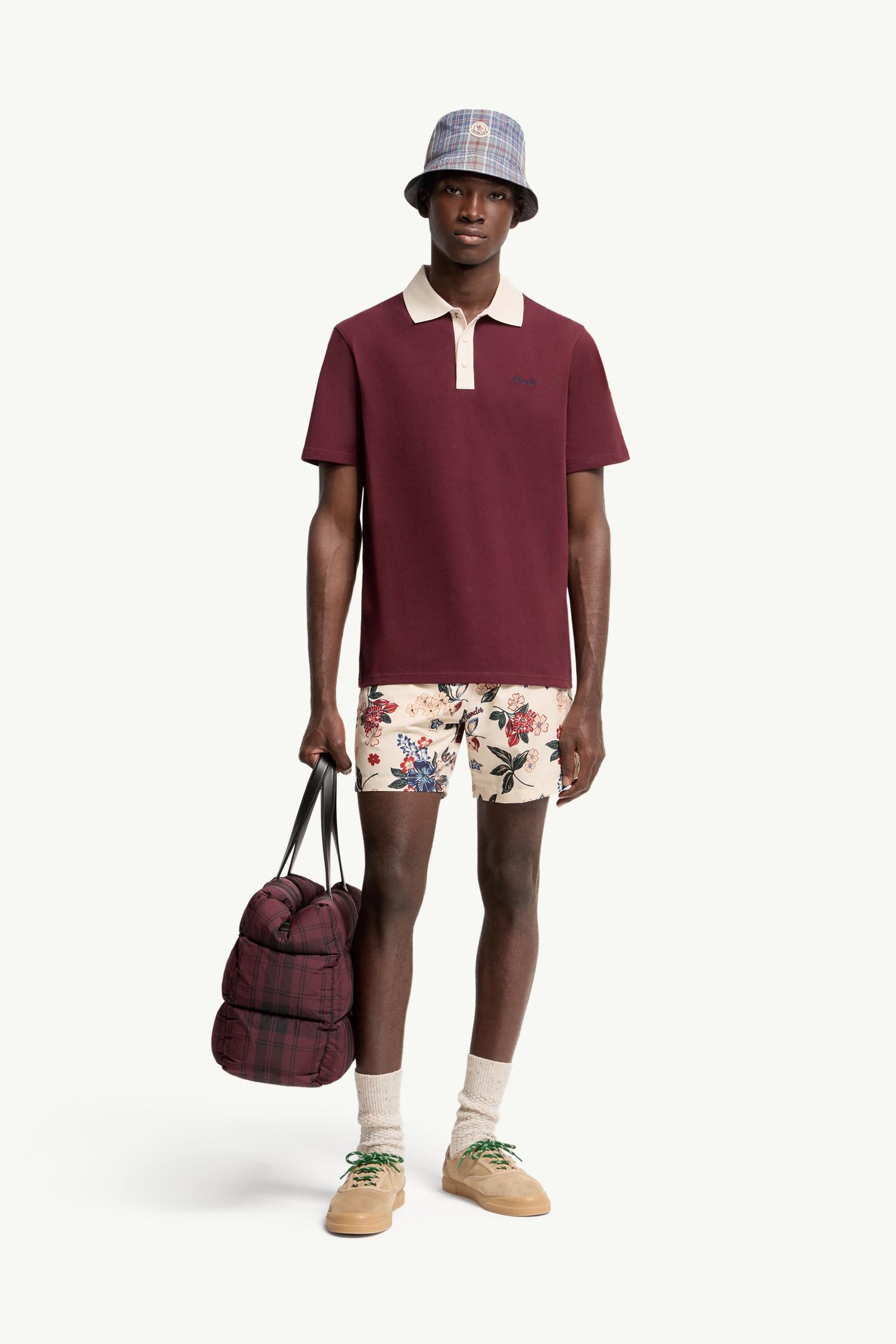 Burgundy Embroidered Logo Cotton Piquet Polo Shirt - Polos & T