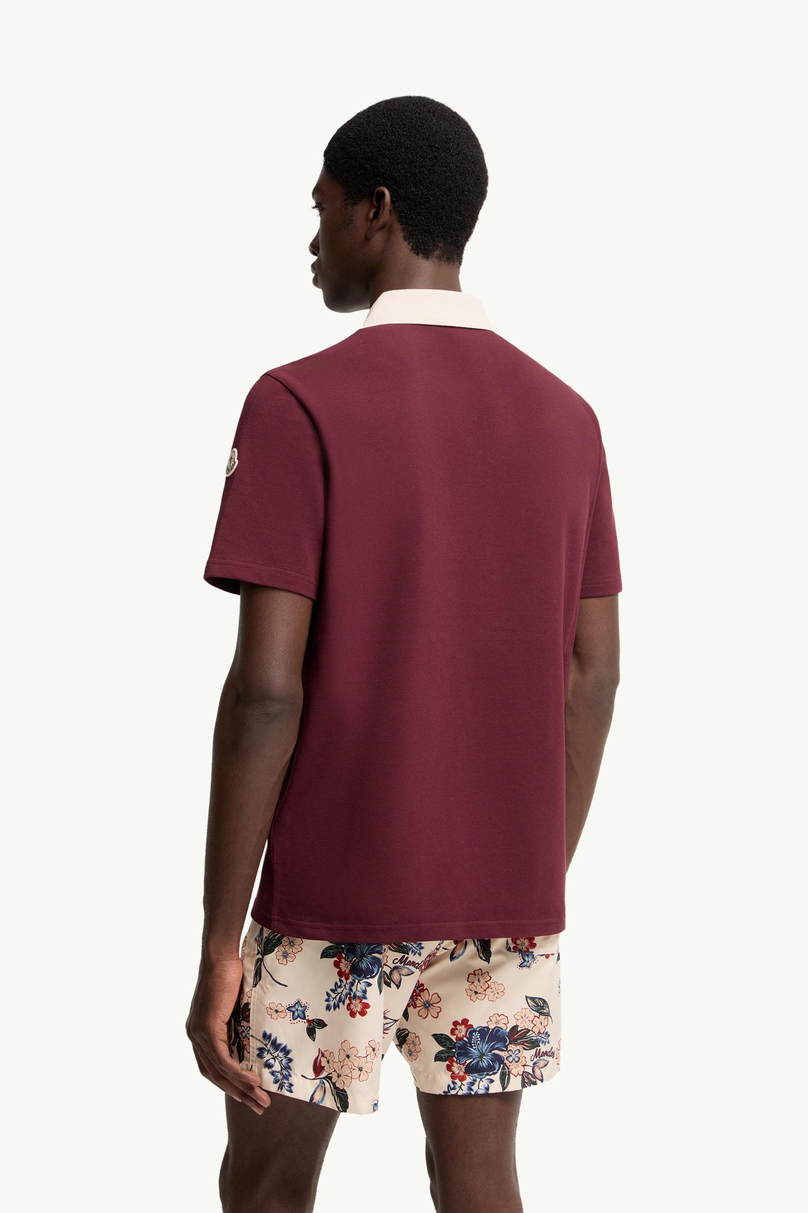 Burgundy Embroidered Logo Cotton Piquet Polo Shirt - Polos & T