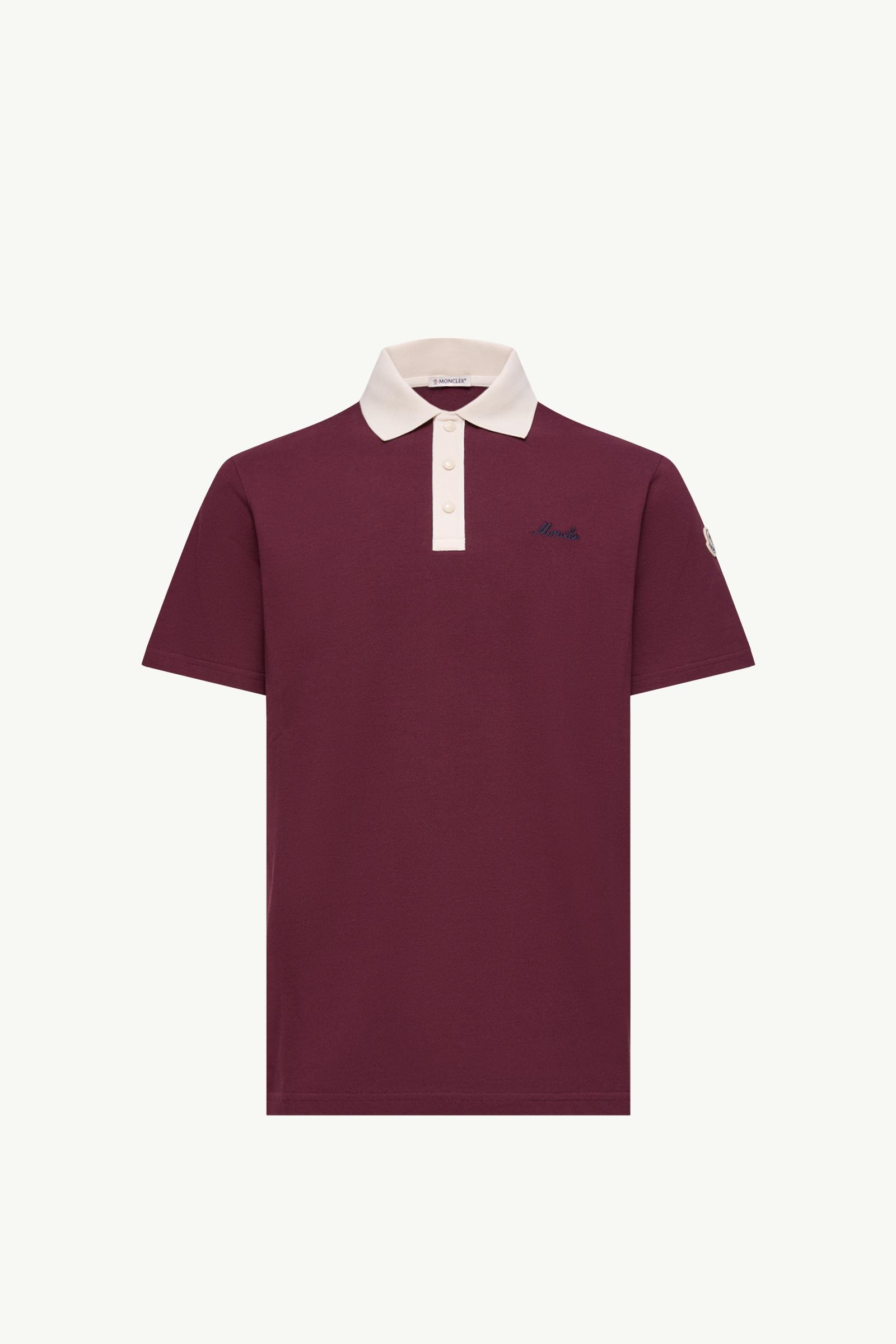 MONCLER レッド ポロシャツ XL Burgundy Embroidered Logo Cotton Piquet Polo Shirt - Polos & T