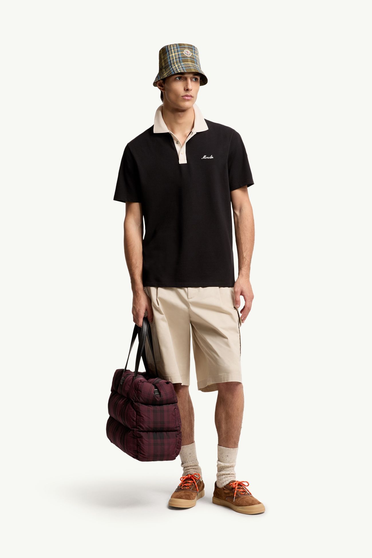 Polo en piqué de coton à logo brodé Hommes Noir Moncler 0