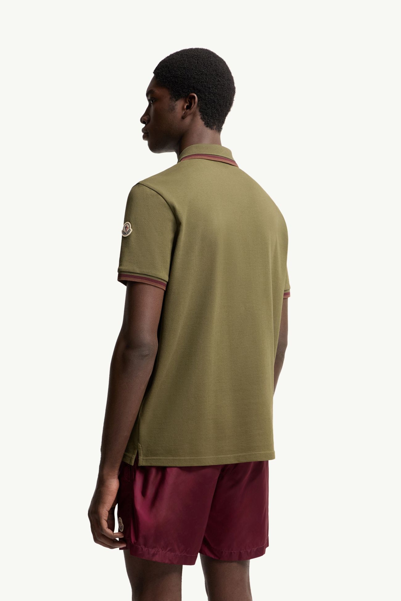 Double Collar Cotton Piquet Polo Shirt Men Olive Green Moncler 4