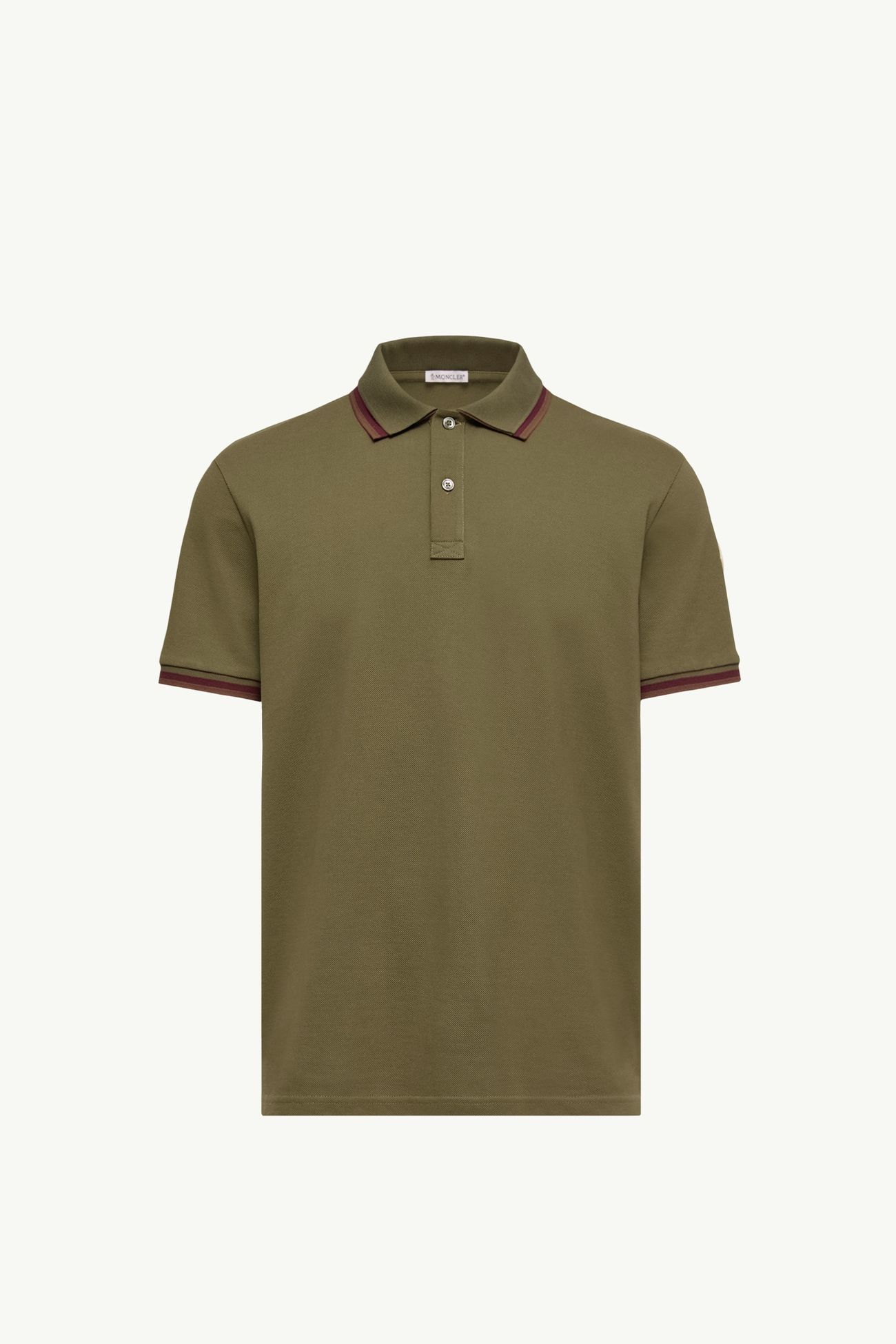 Polo de piqué de algodón con cuello doble Hombre Verde Oliva Moncler 2