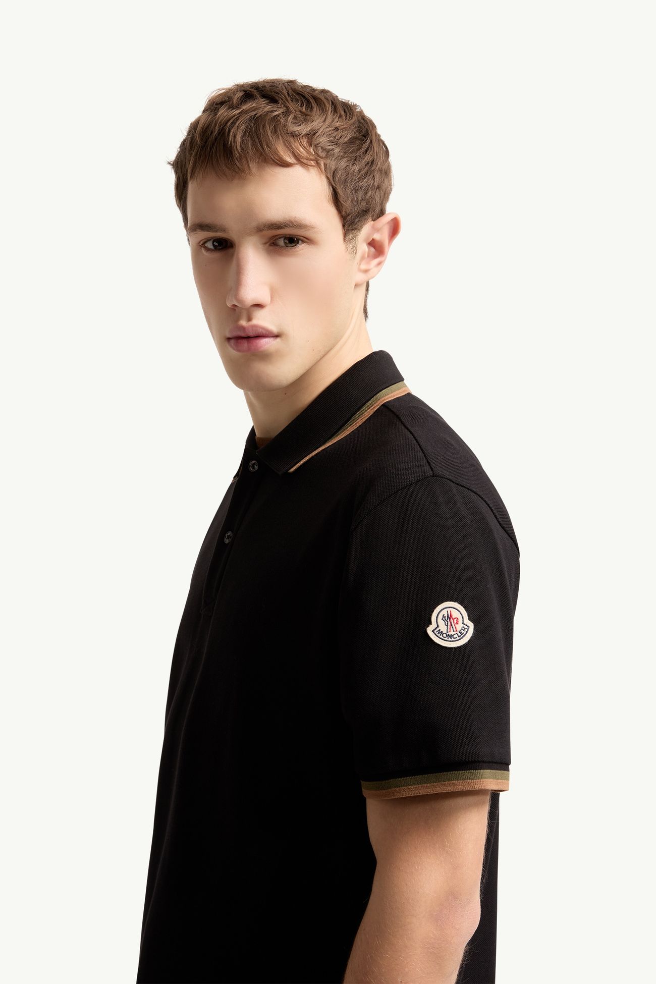 Double Collar Cotton Piquet Polo Shirt Men Black Moncler 1