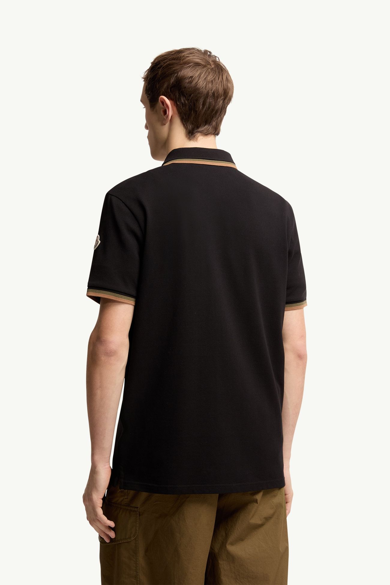 Polo de piqué de algodón con cuello doble Hombre Negro Moncler 4