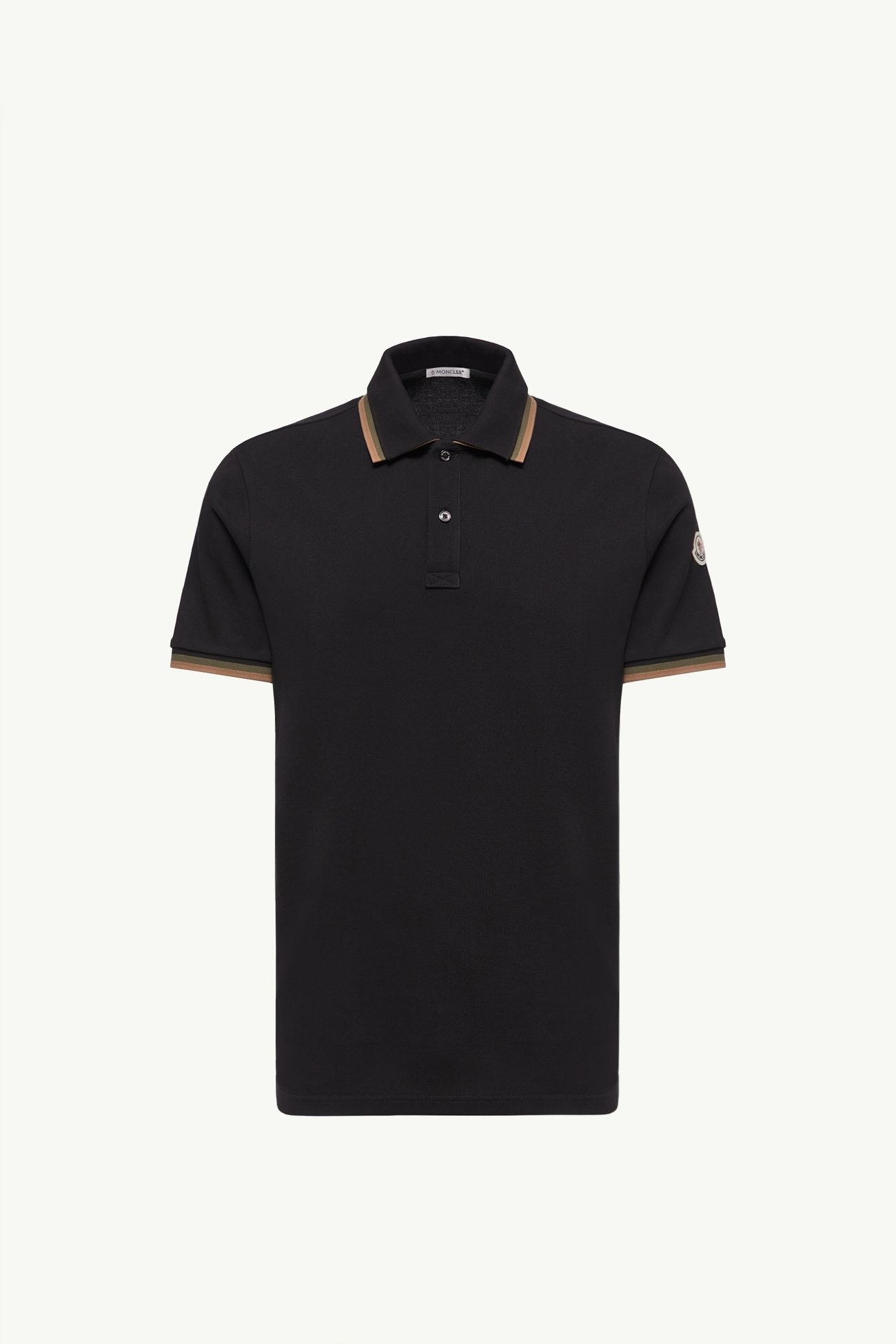 Double Collar Cotton Piquet Polo Shirt Men Black Moncler 2