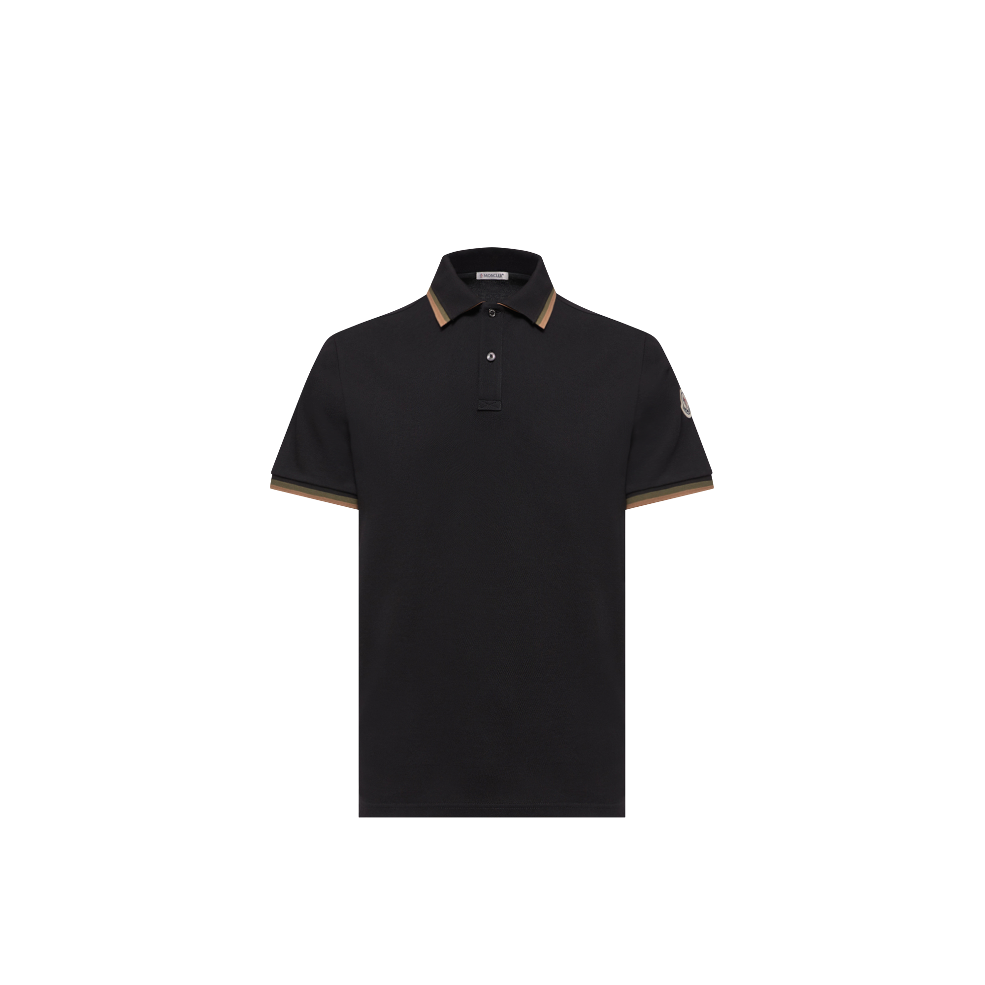 Moncler   Double Collar Cotton Piquet Polo Shirt for Men in Black, Size: 3XL