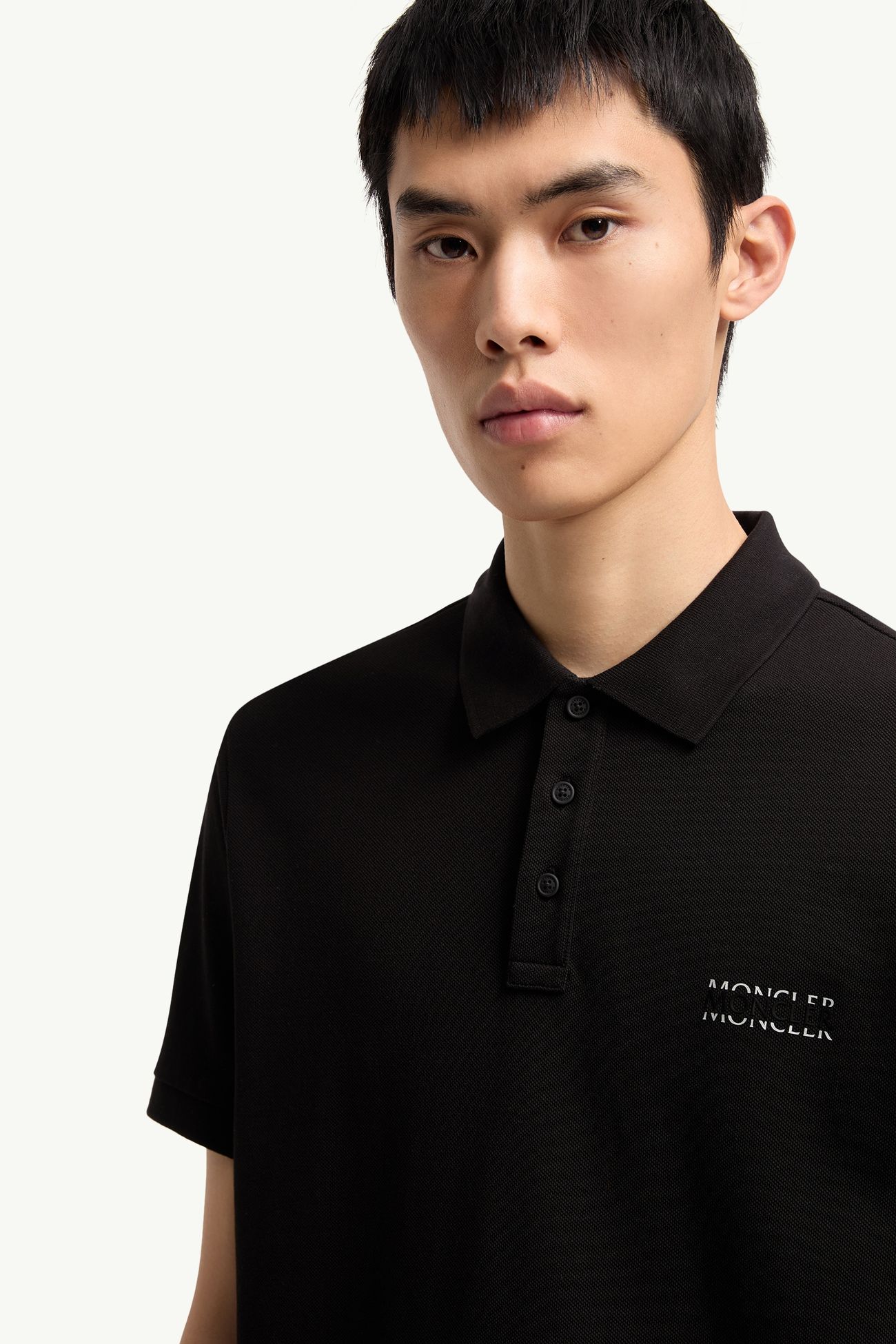 Polo en piqué de coton à logo Hommes Noir Moncler 5
