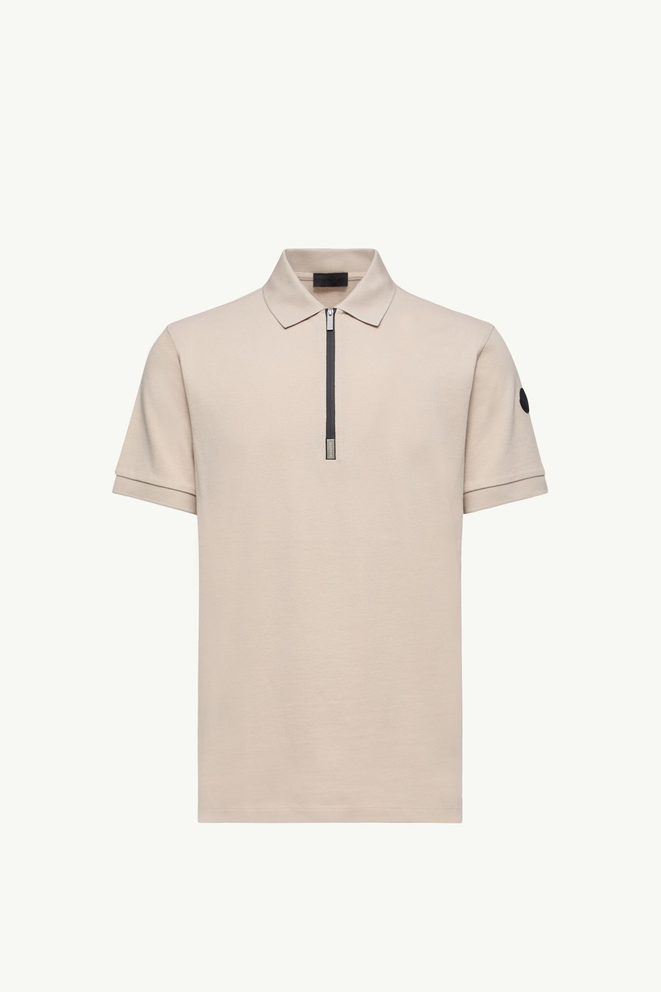Polo de piqué de algodón con logotipo y media cremallera Hombre Beige Claro Moncler 2
