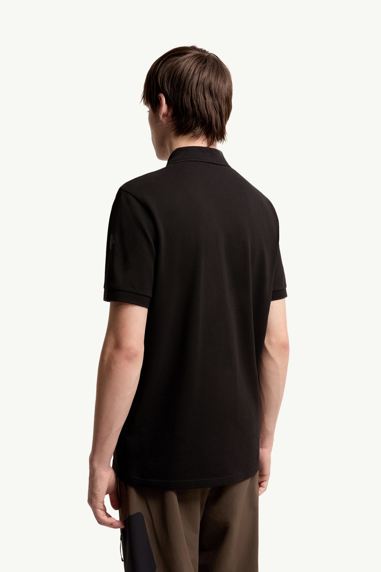 Logo Cotton Piquet Half-Zip Polo Shirt Men Black Moncler 4