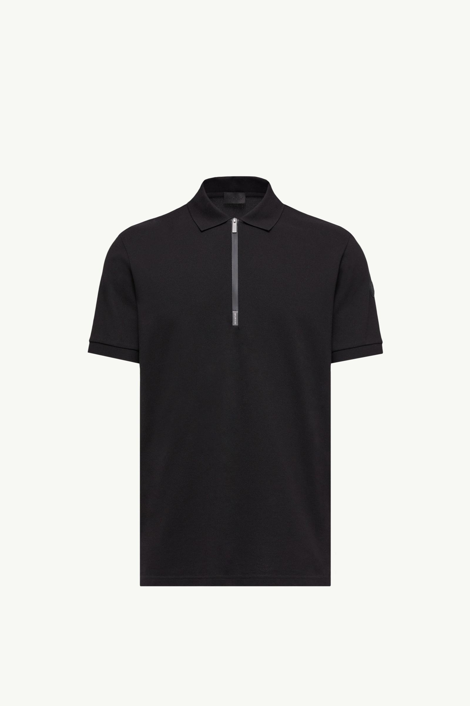 Logo Cotton Piquet Half-Zip Polo Shirt Men Black Moncler, 1 of 0