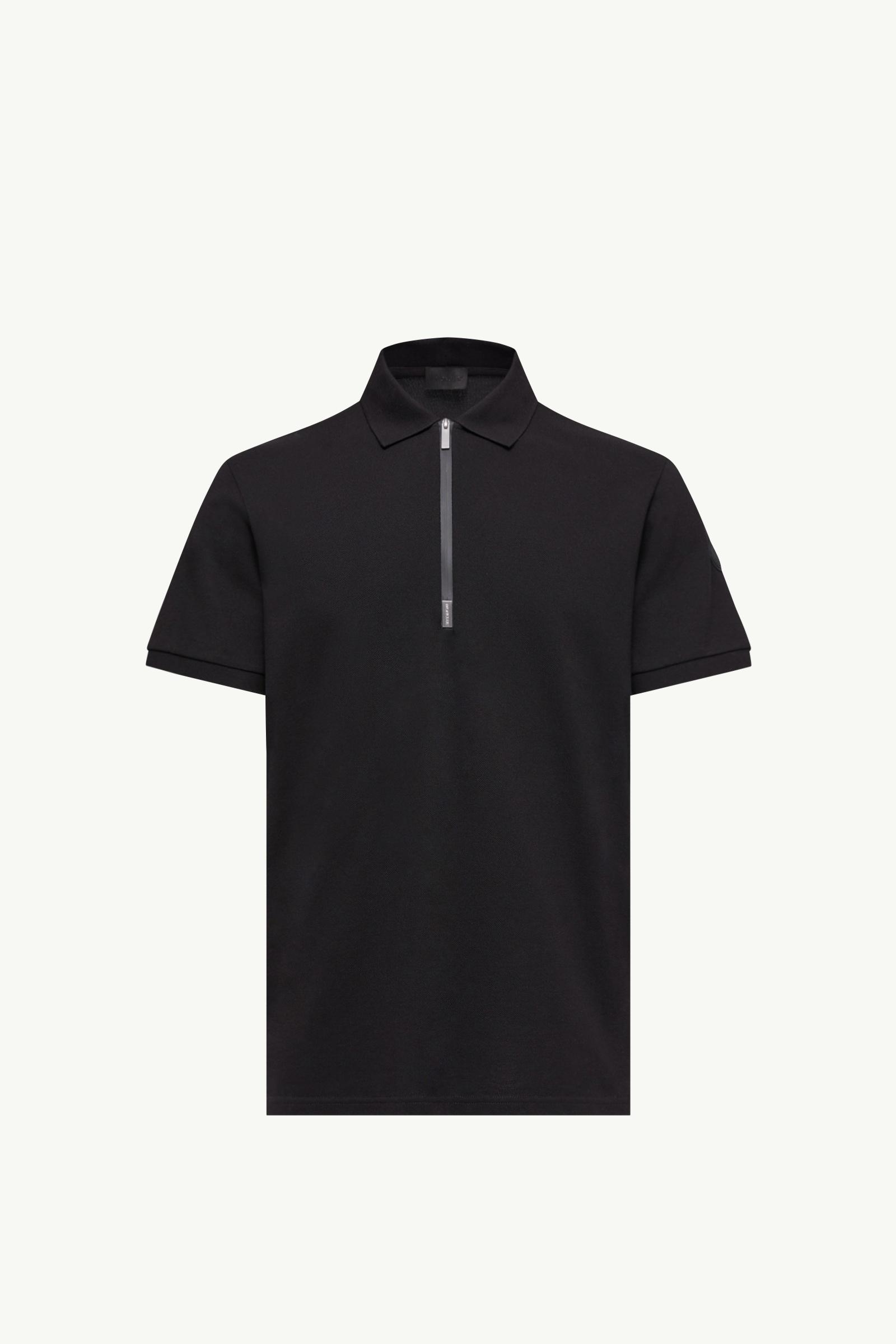 Black Logo Cotton Piquet Half-Zip Polo Shirt - Polos & T-shirts