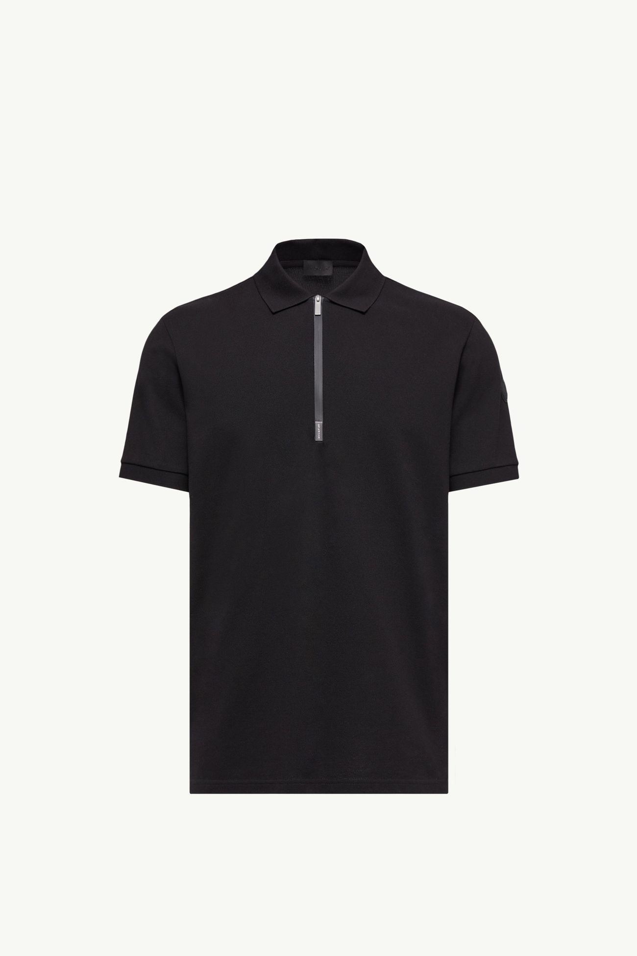 Polo in piquet di cotone con mezza zip e logo Uomo Nero Moncler 2