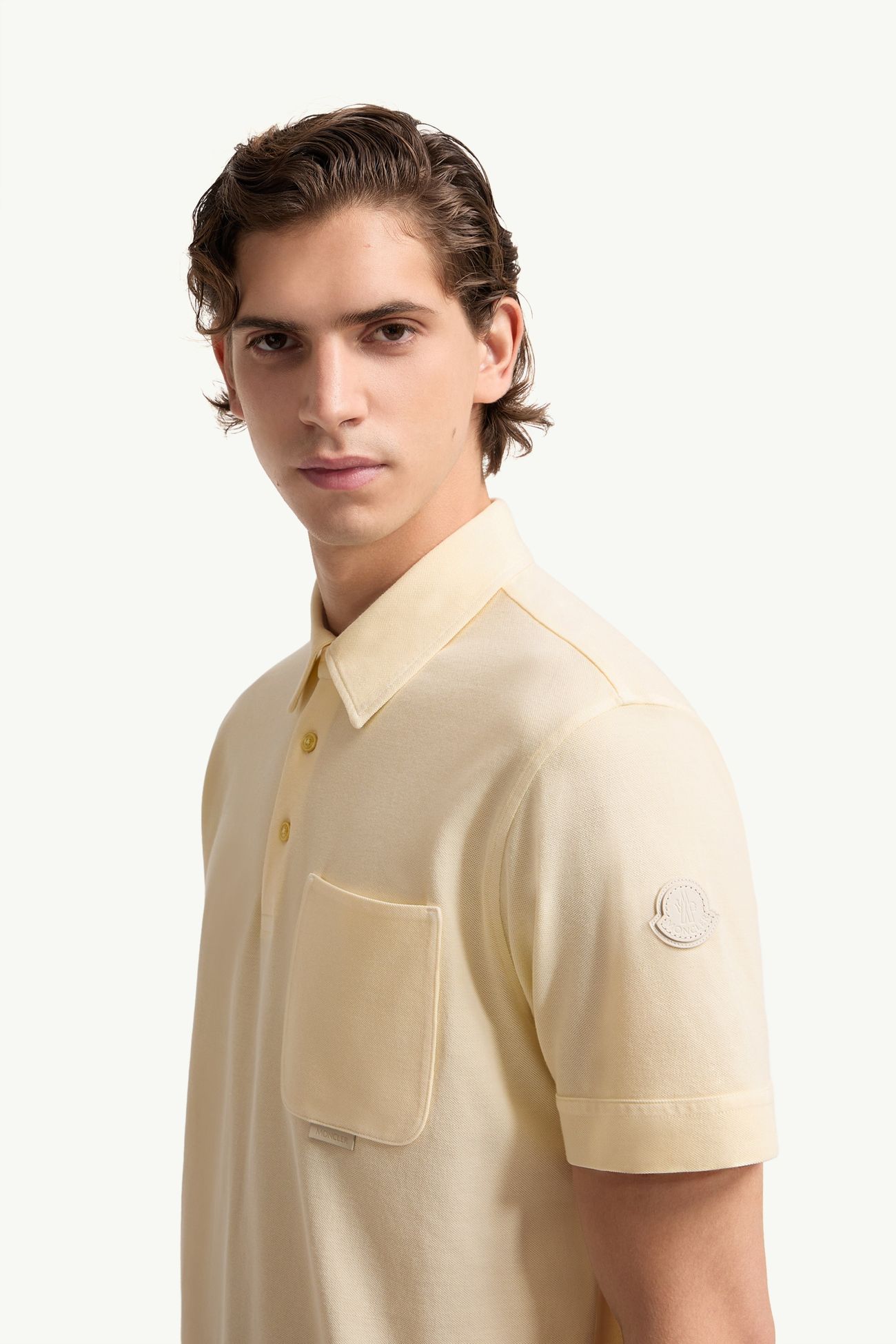 皮革標誌珠地棉Polo恤 男士 赭黃色 Moncler 1