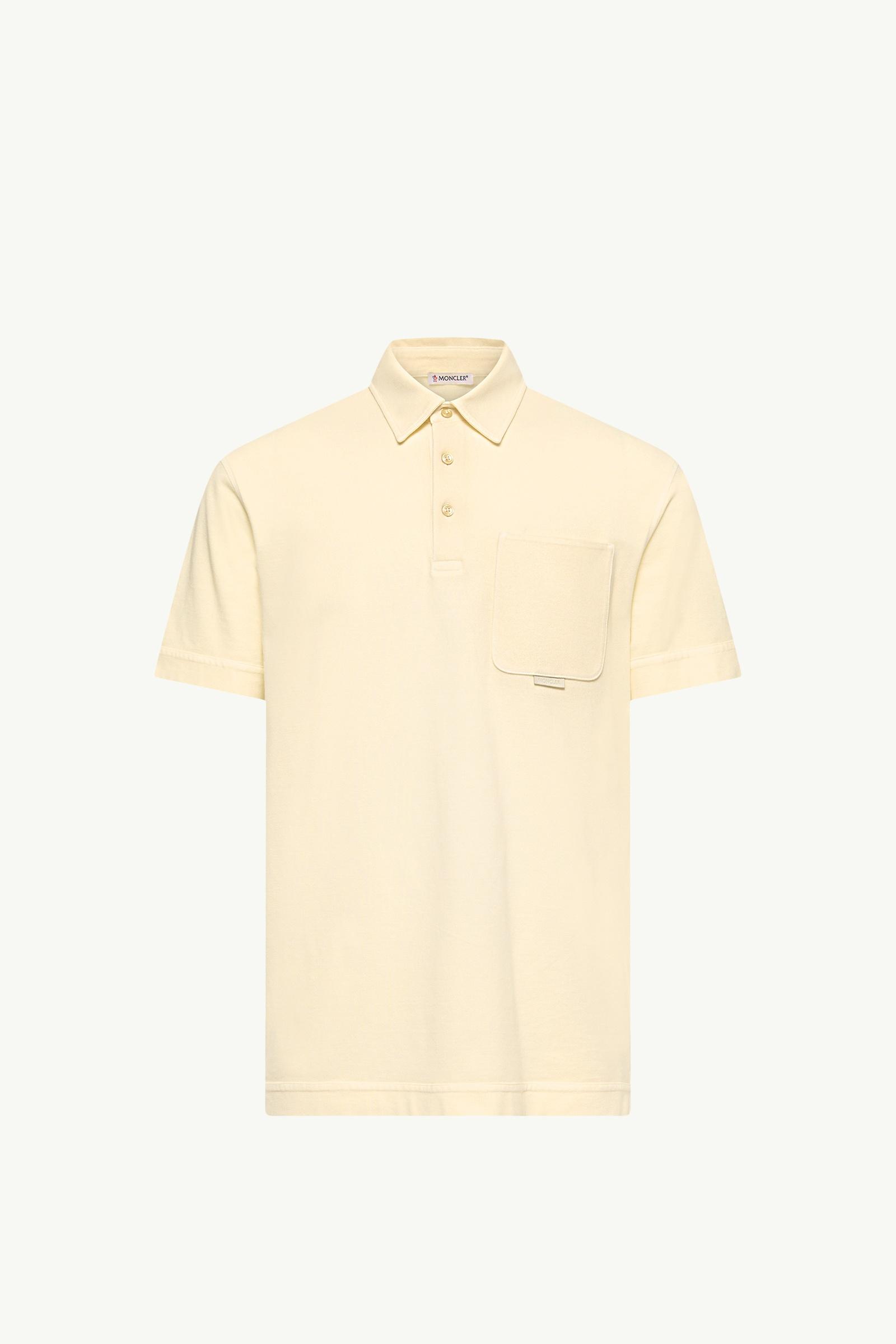 Polo de piqué de algodón con logotipo de piel Hombre Amarillo Ocre Moncler, 1 of 0