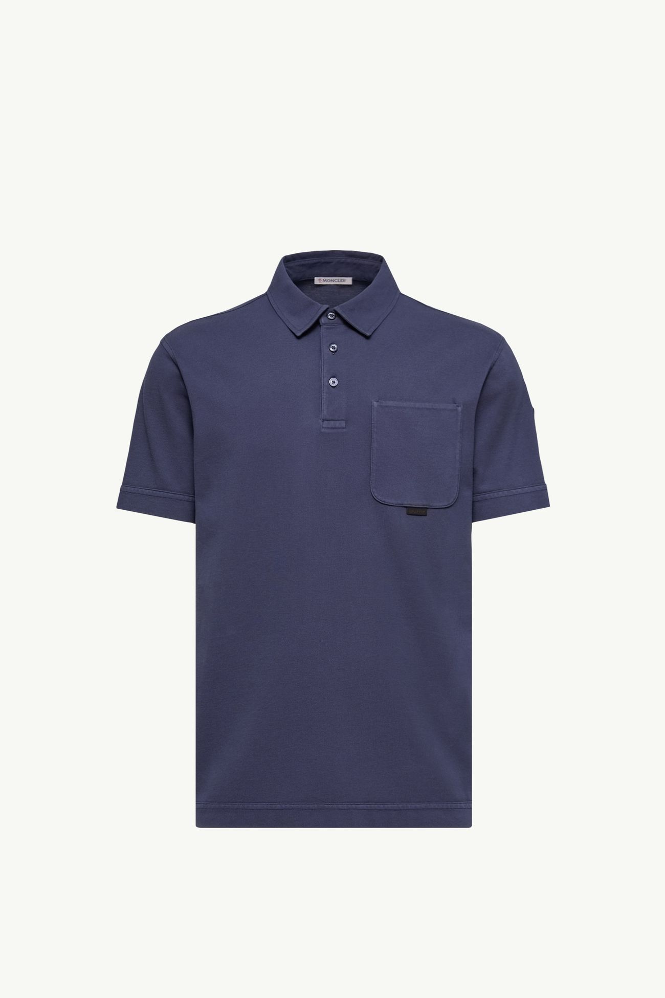Poloshirt aus Baumwollpiqué mit Lederlogo Herren Royalblau Moncler 2