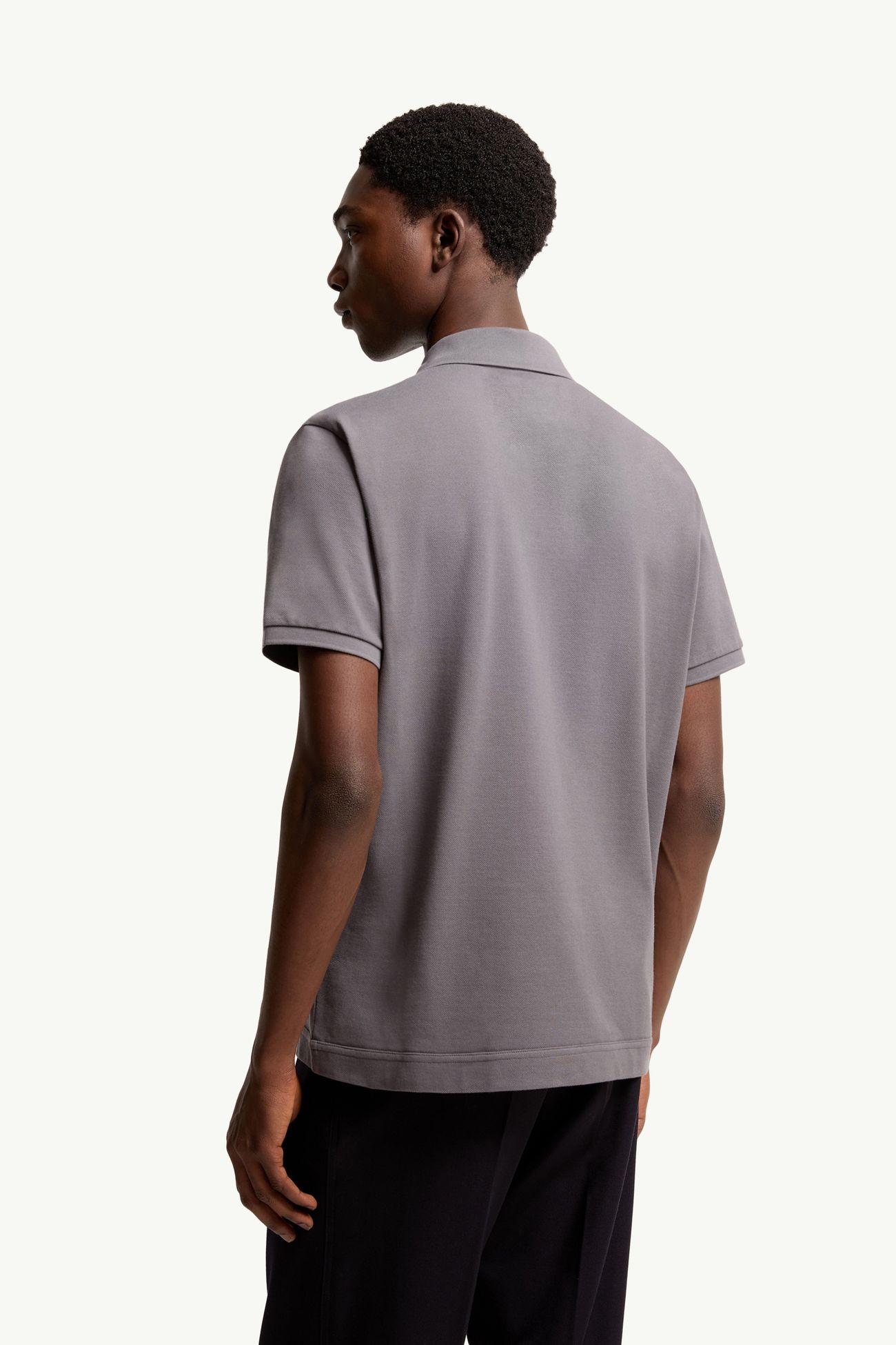 Logo Patch Cotton Piquet Polo Shirt Men Grey Moncler 4