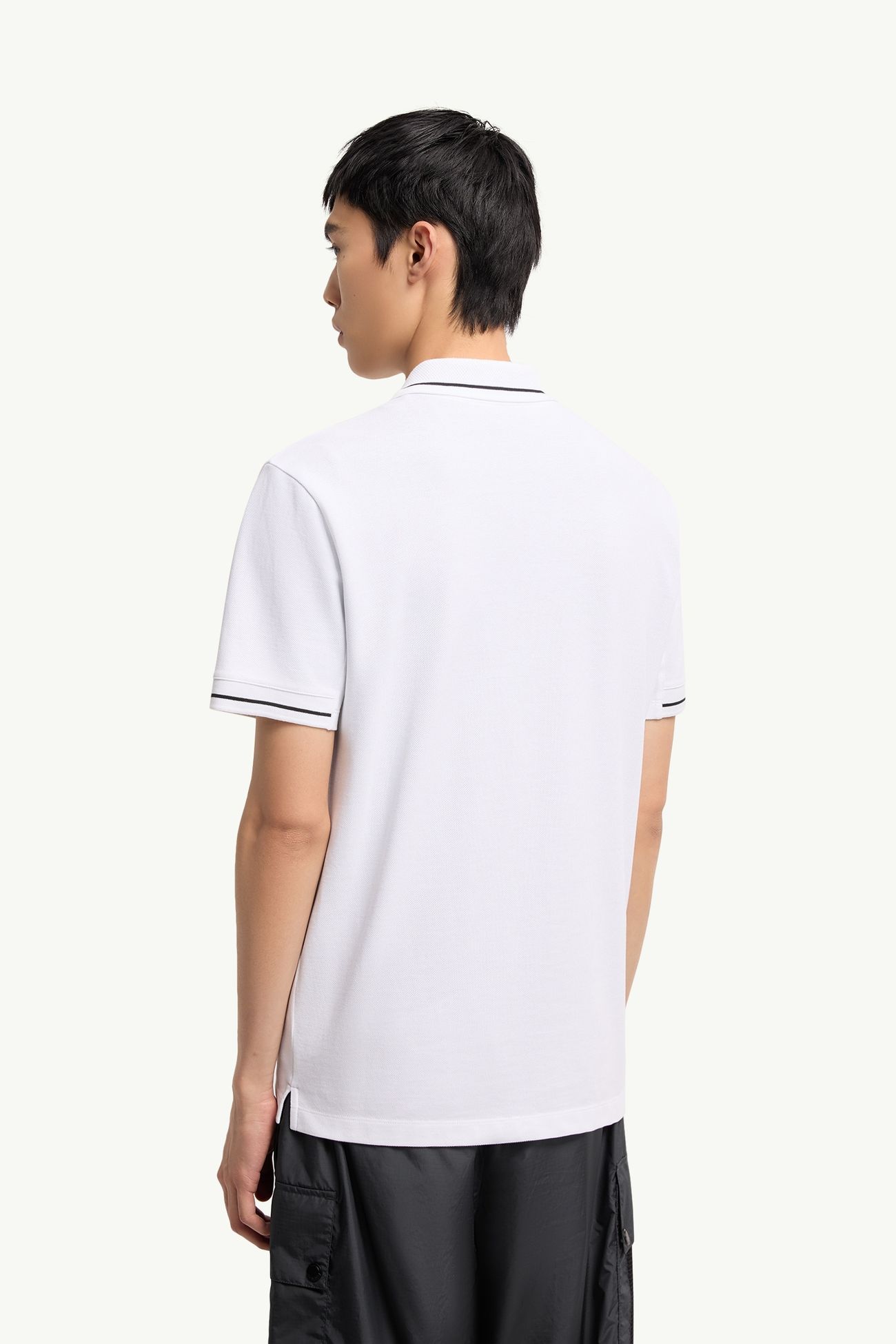 Polo en coton à empiècement logo Hommes Blanc Moncler 4