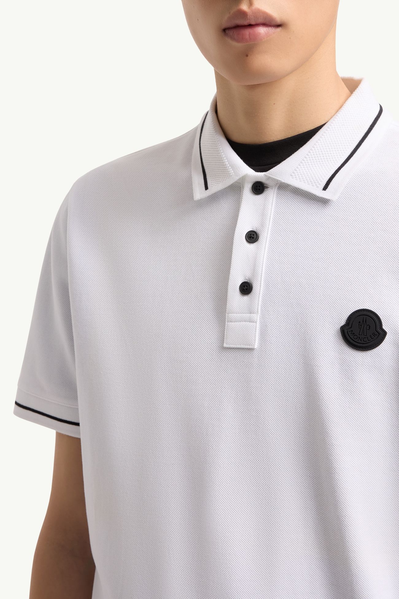 Polo in cotone con patch logato Uomo Bianco Moncler 5