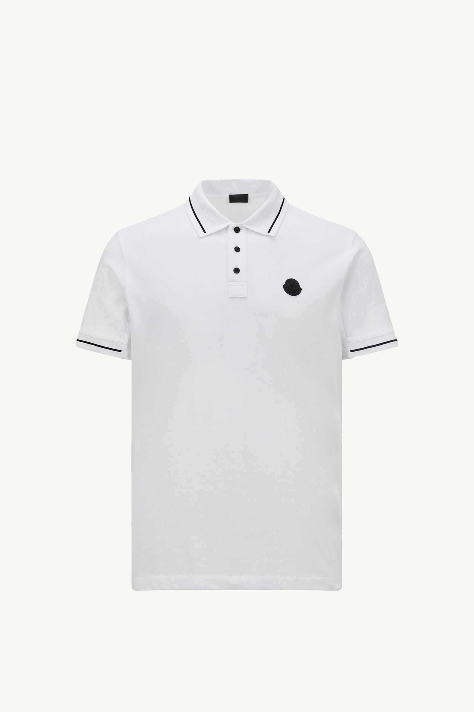 Logo Patch Cotton Polo Shirt Men White Moncler