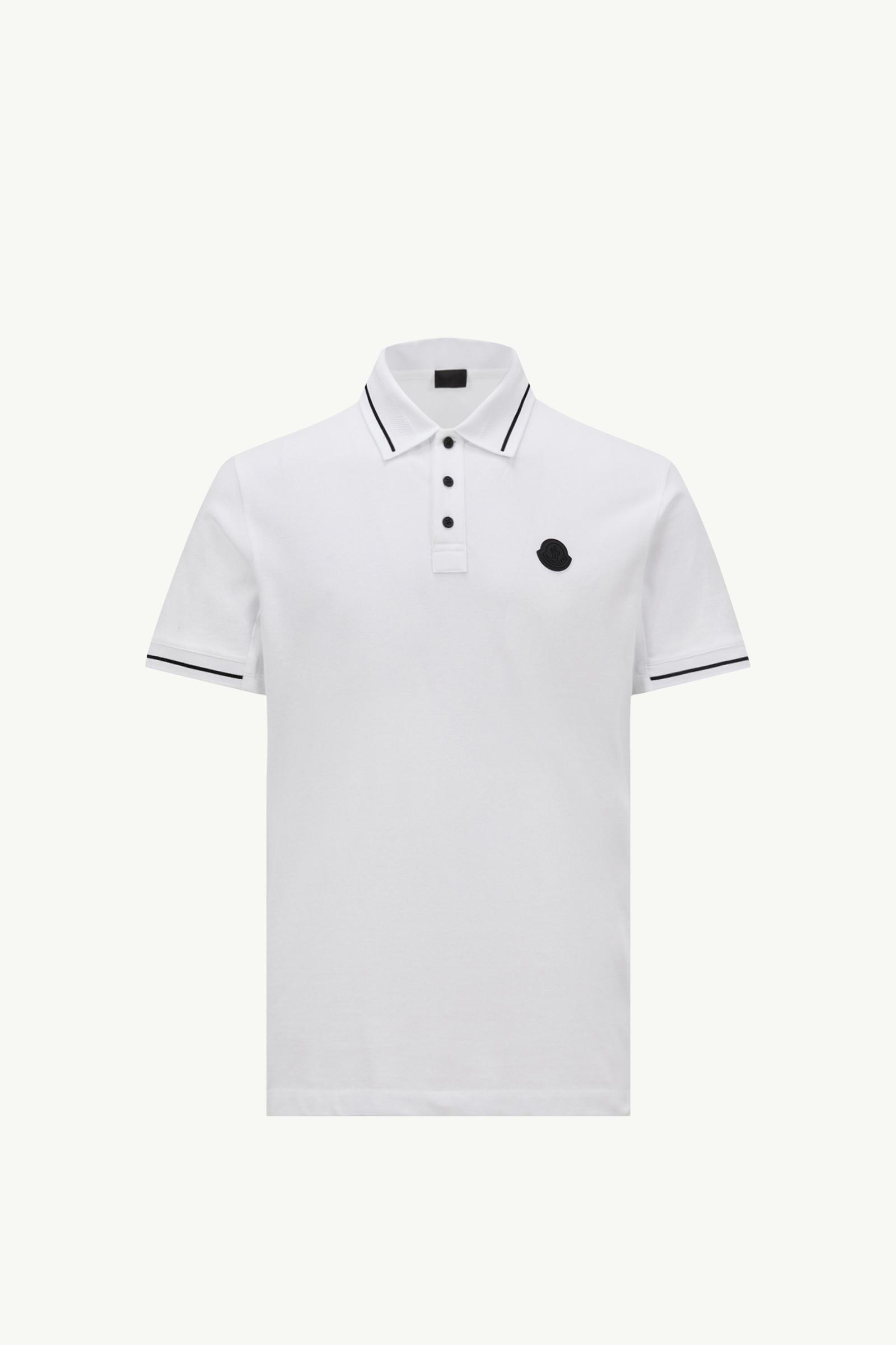 White Logo Patch Cotton Polo Shirt - Polos & T-shirts for Men