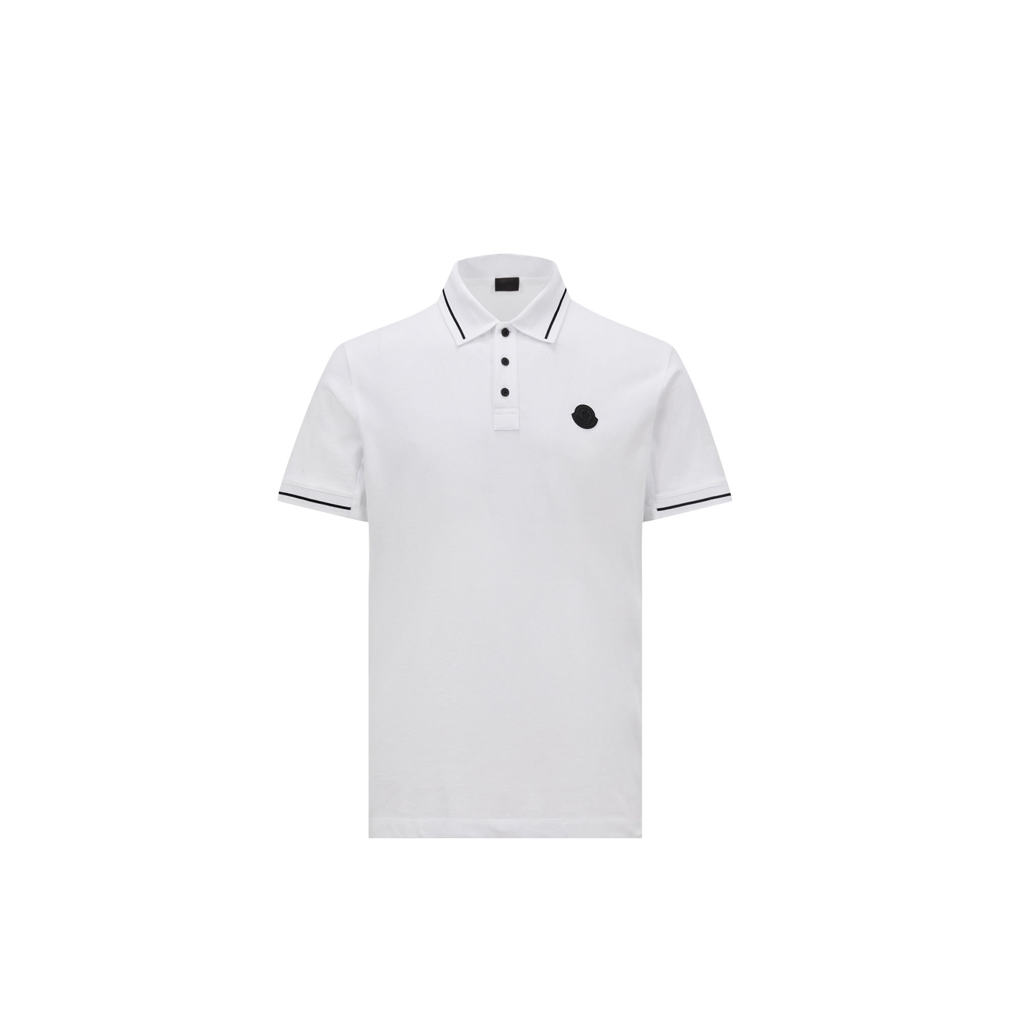 Moncler   Logo Patch Cotton Polo Shirt for Men in White, Size: Xxl