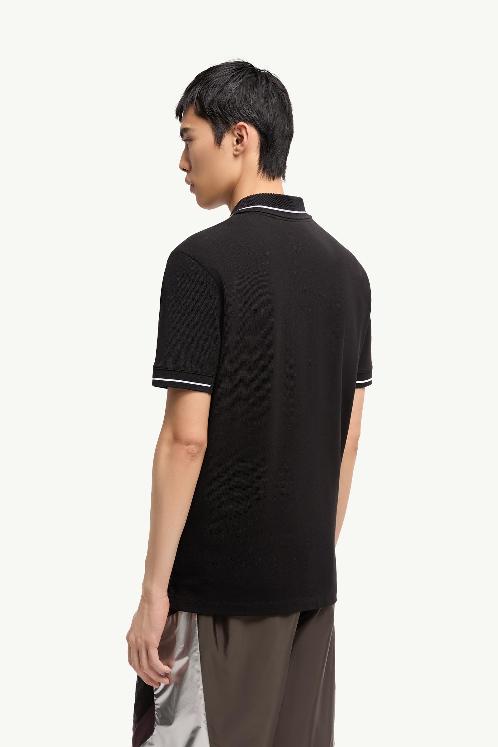 Black Logo Patch Cotton Polo Shirt - Polos & T-shirts for Men